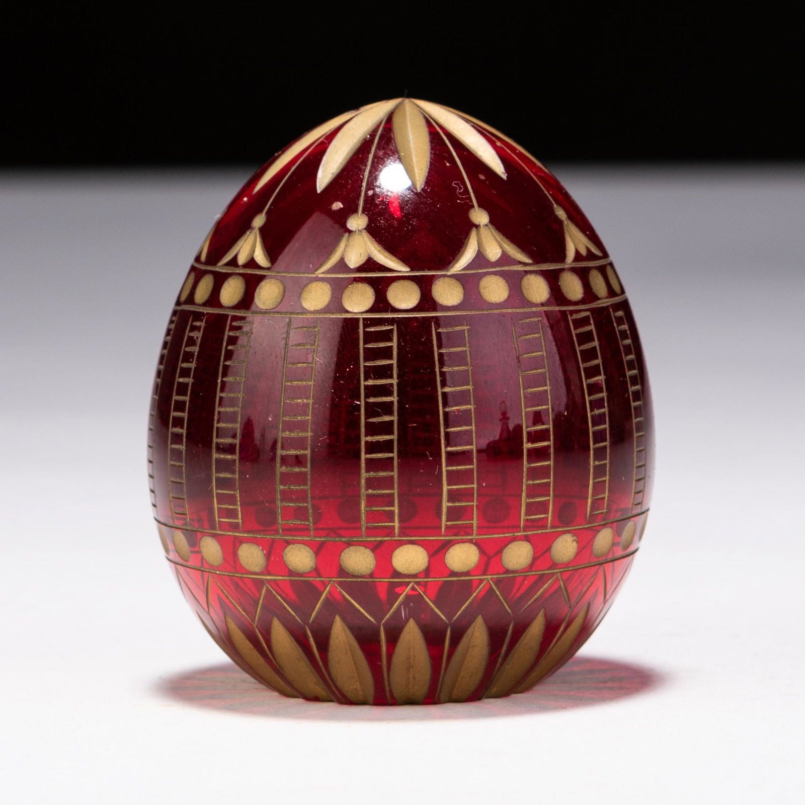 Faberge Style Russian Ruby 24KT Gold Glass Egg Sculpture (1 of 6)