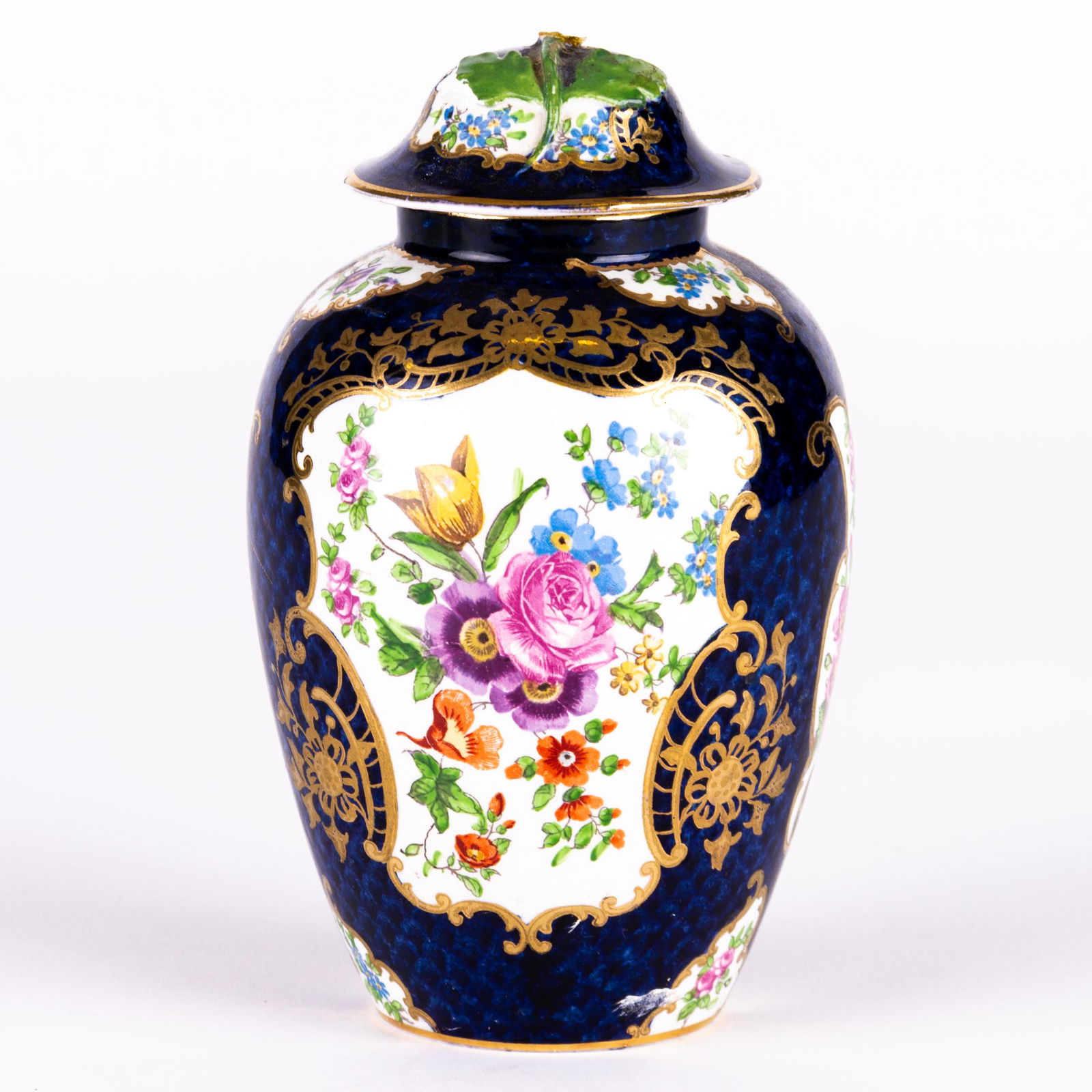 Royal Worcester Exotic Bird Lidded Cobalt Porcelain Vase (1 of 6)