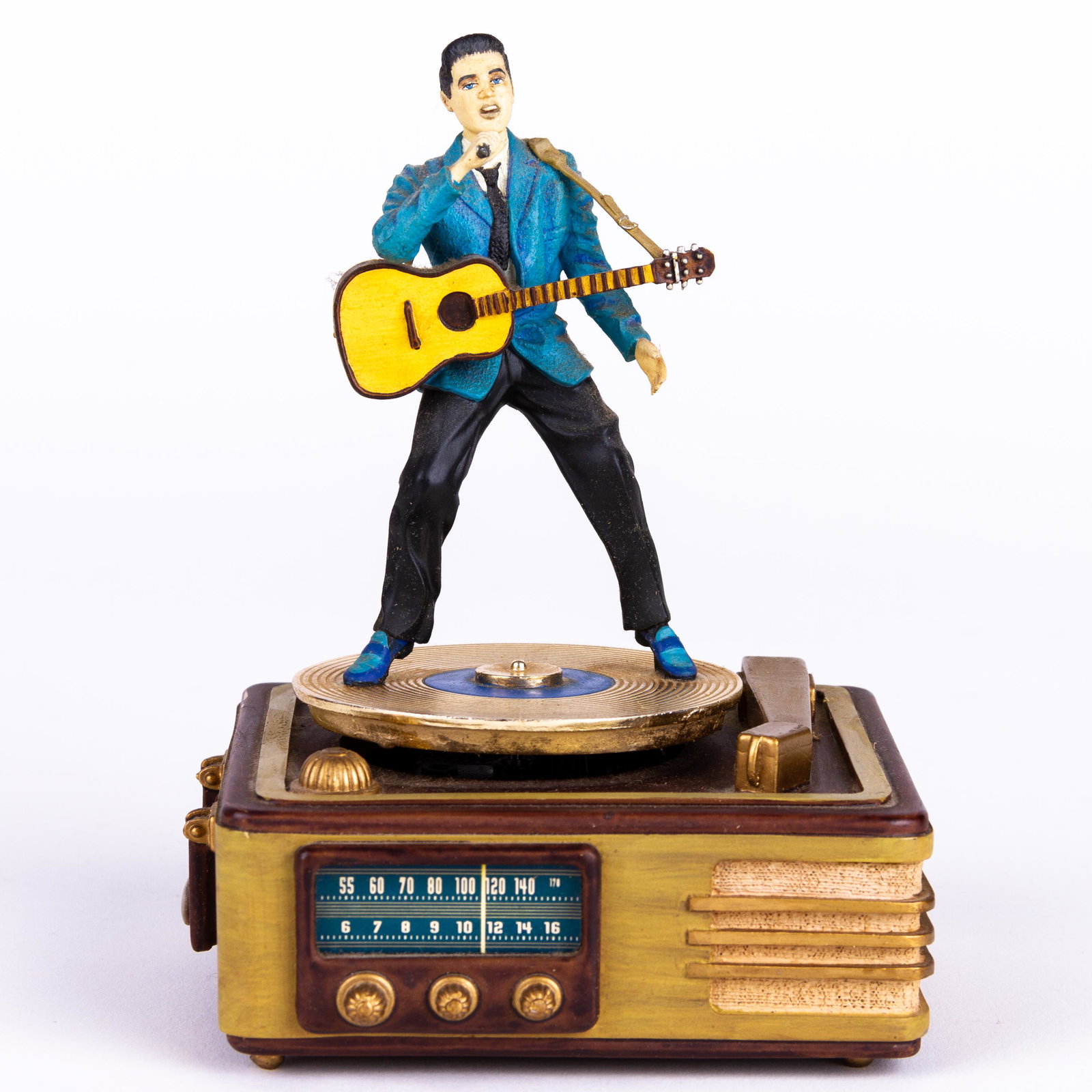 Elvis "Blue Suede Shoes" Music Box by Franklin Mint: DIMENSIONS APPROX 11x9x14CM. Please carefully study all photographs to get an accurate idea of the object. In good condition, as seen. Shipping is in-house and we ship internationally to US and rest o