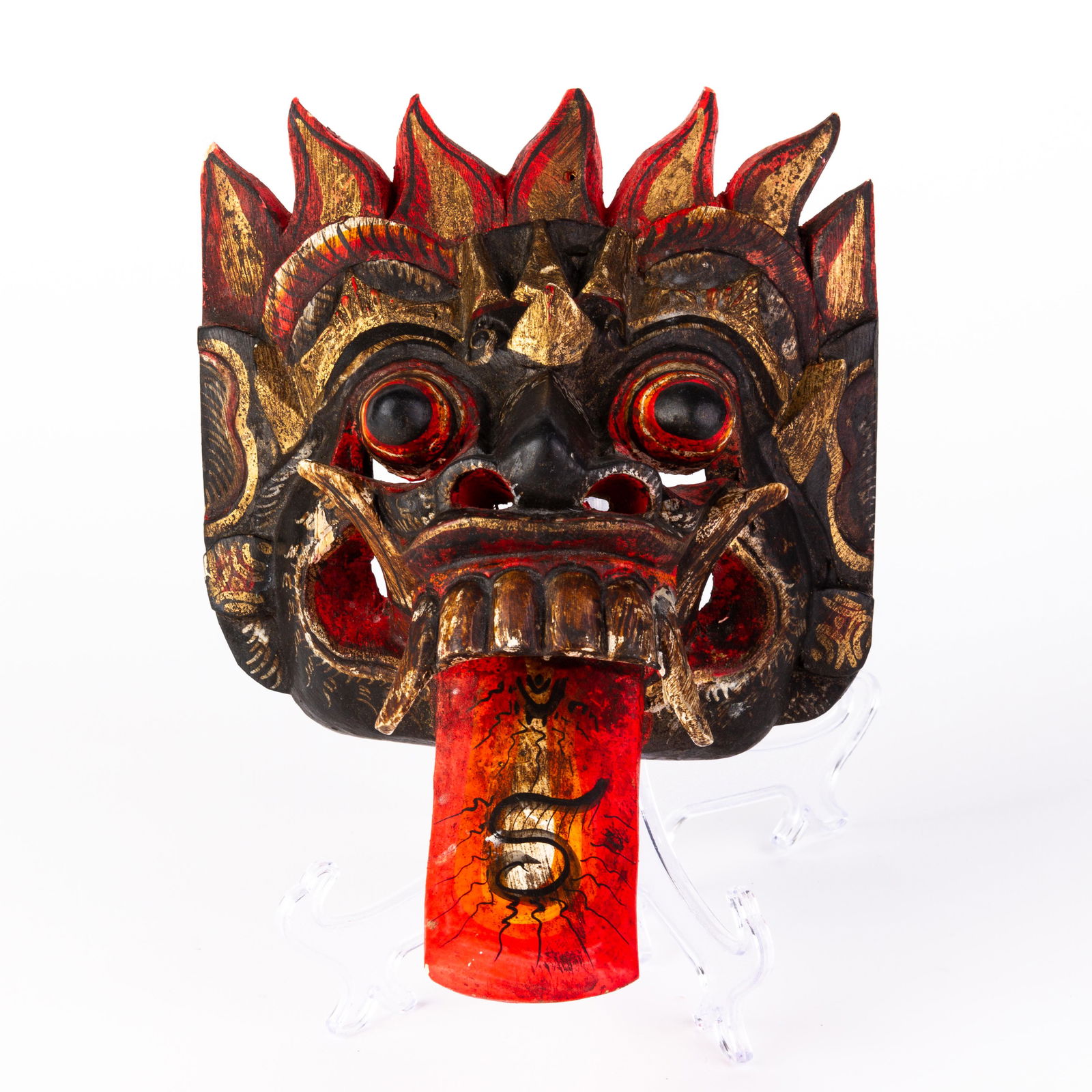 Indonesian Polychrome Bali Carved Wood Barong Mask (1 of 5)