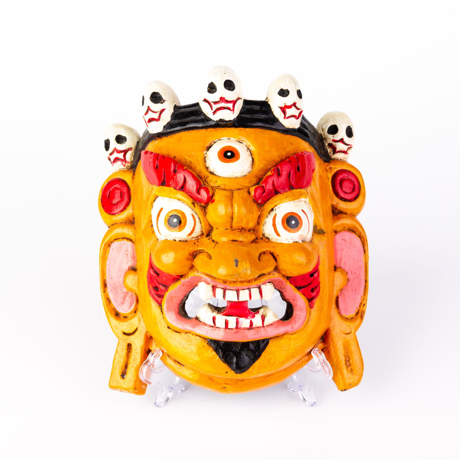 Tibetan Mahakala Polychrome Carved Wood Mask (1 of 5)