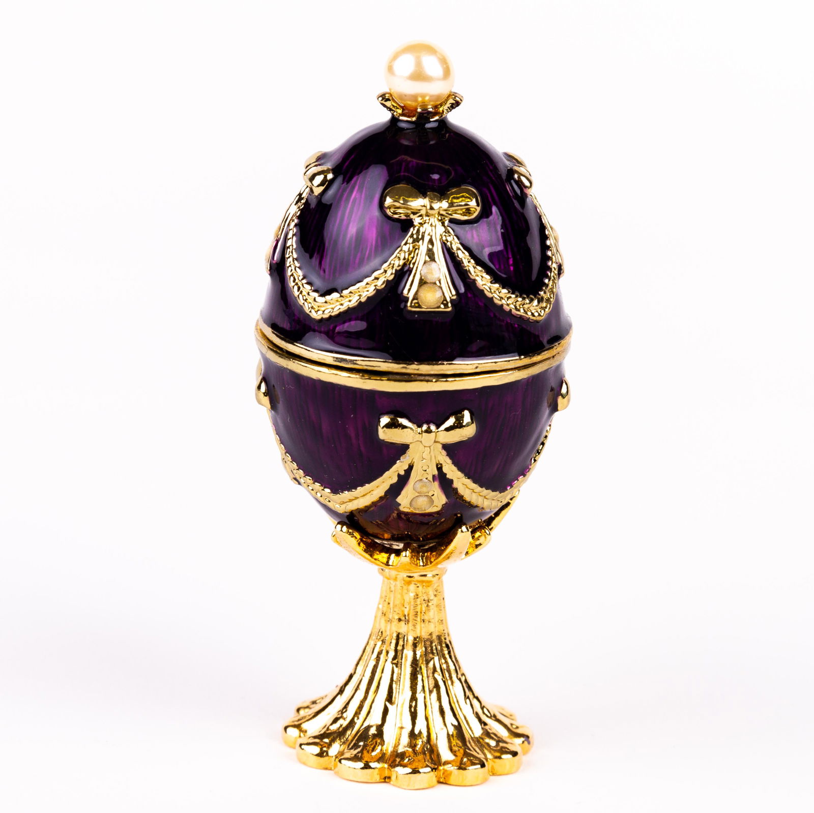 House of Faberge Enamel Egg on Gilded Stand (1 of 7)