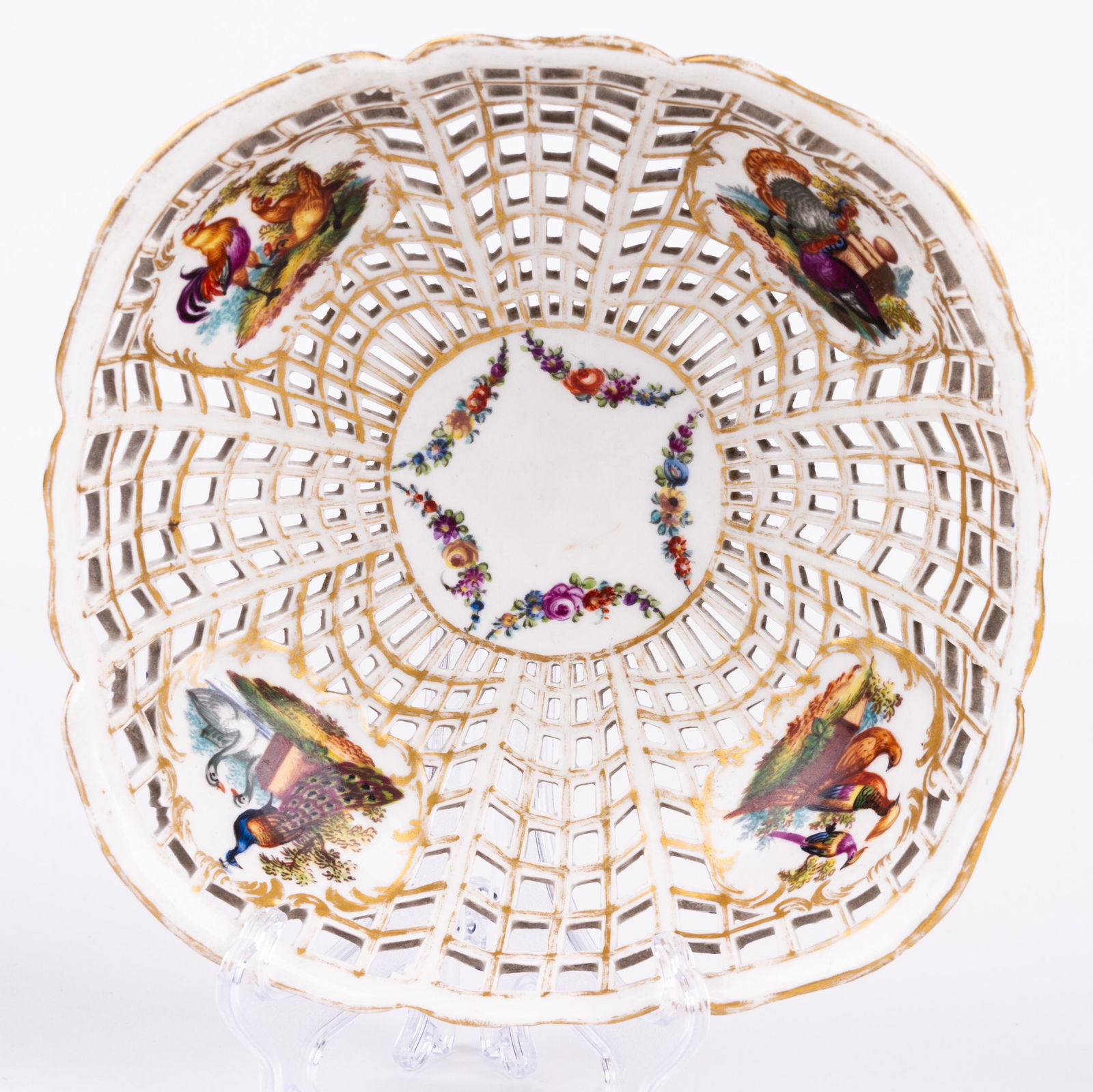 KPM Berlin Fine Reticulated Porcelain Animalier Basket 19th C (1 of 8)