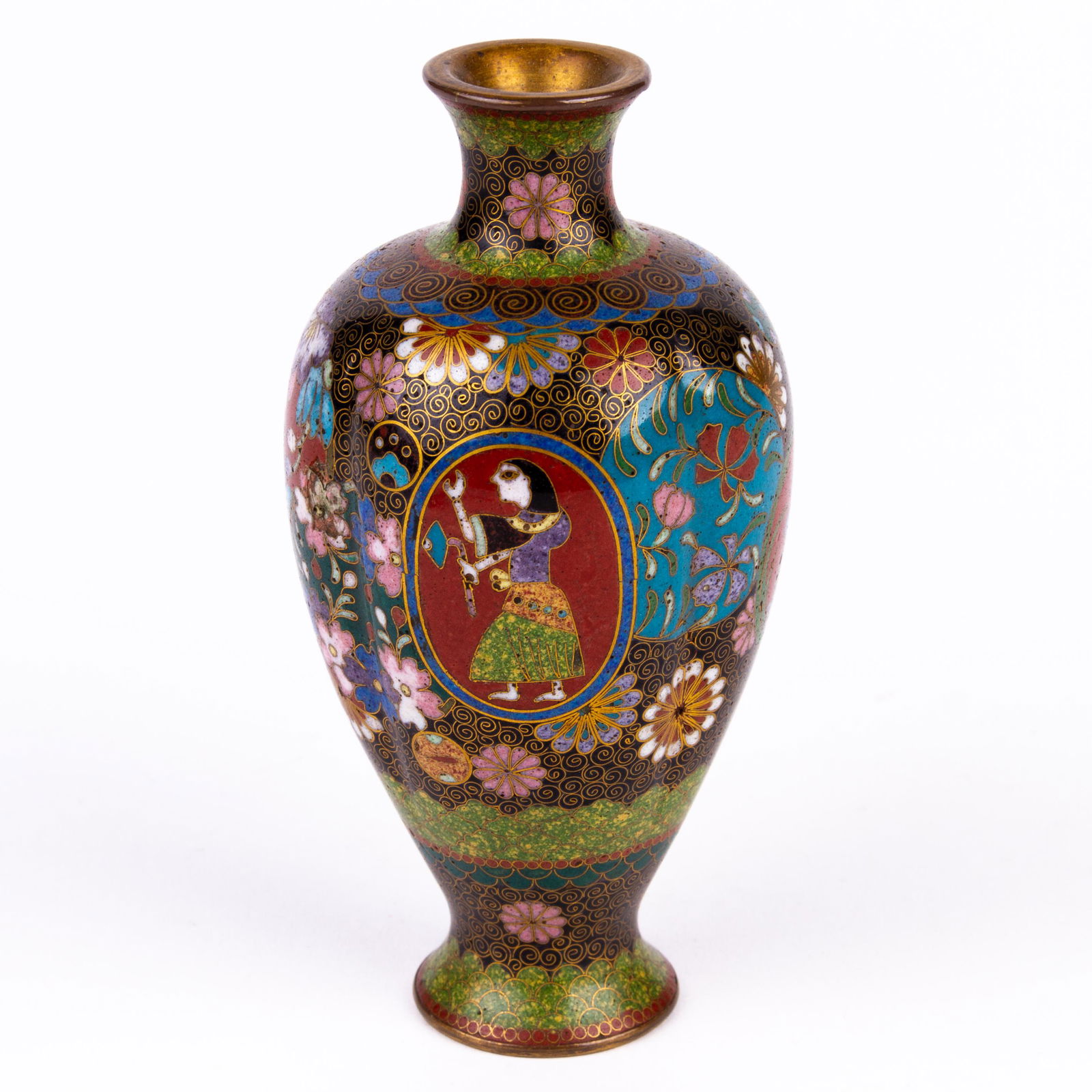 Japanese Cloisonne Enamel Bronze Vase Meiji (1 of 5)