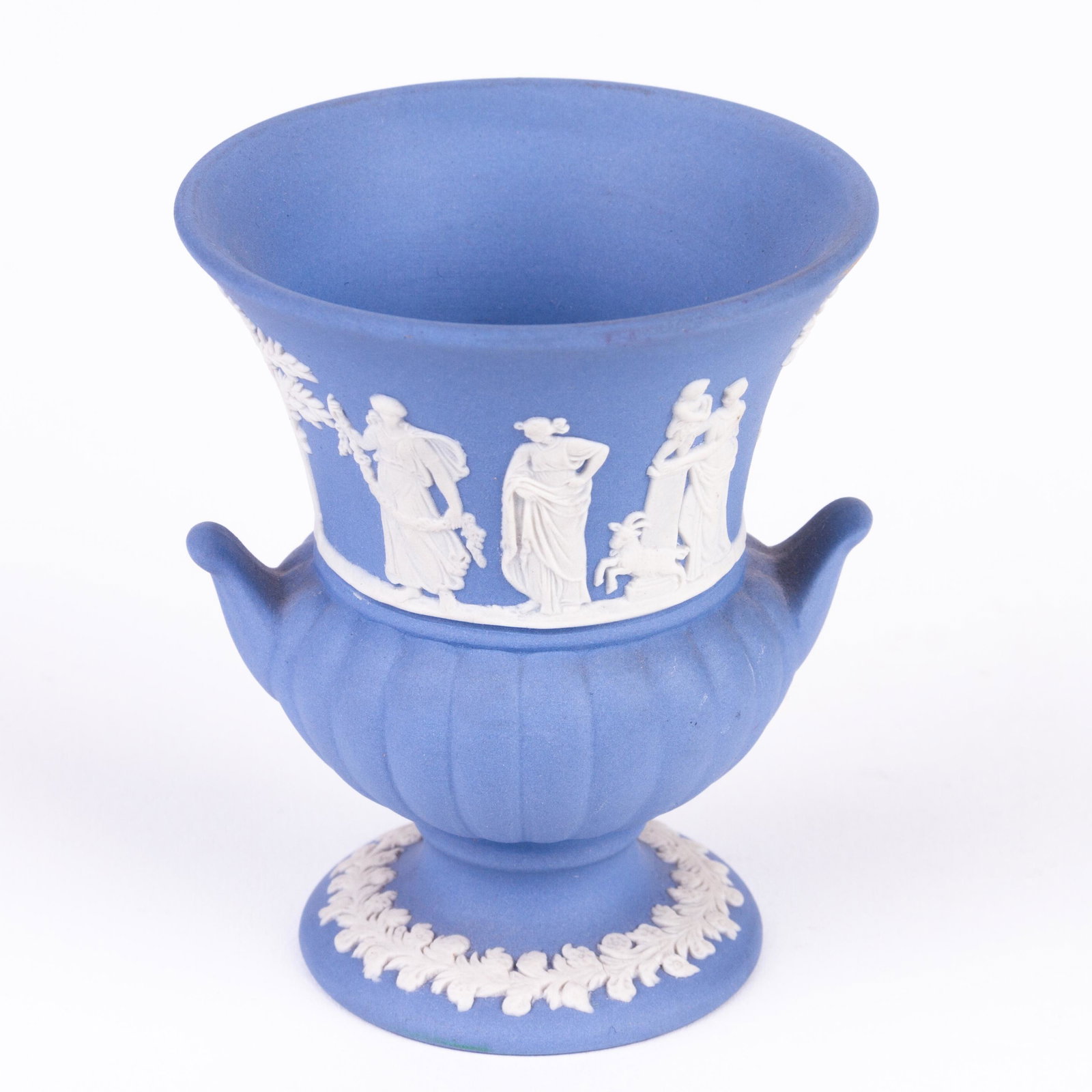 Wedgwood Jasperware Neoclassical Bas Relief Urn Vase: DIMENSIONS APPROX 8.5x7x7CM. Please carefully study all photographs to get an accurate idea of the object. In good condition, as seen. Shipping is in-house and we ship internationally to US and rest o