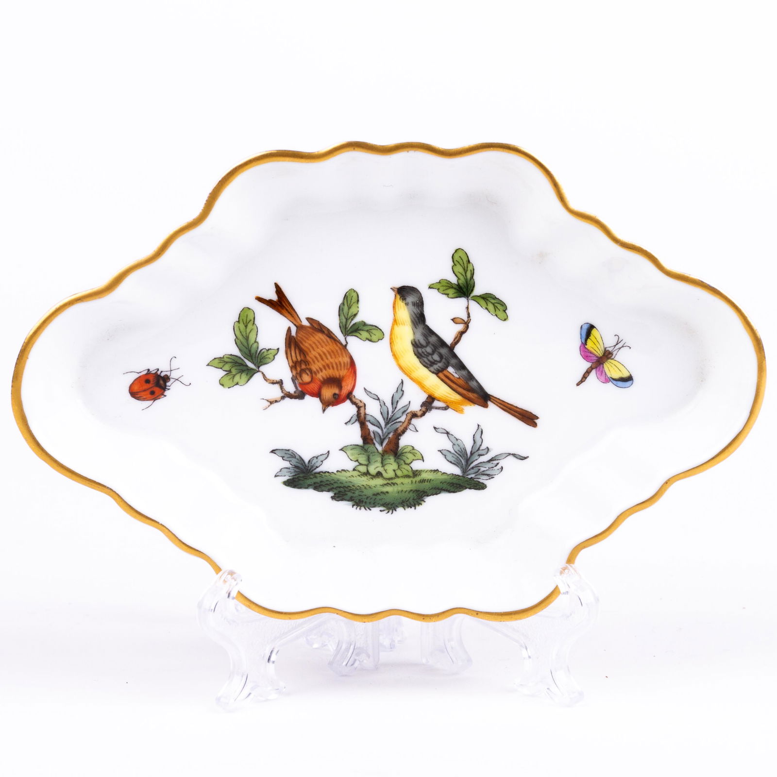 Herend Hungary Fine Porcelain Painted Birds Oval Dish (1 of 5)