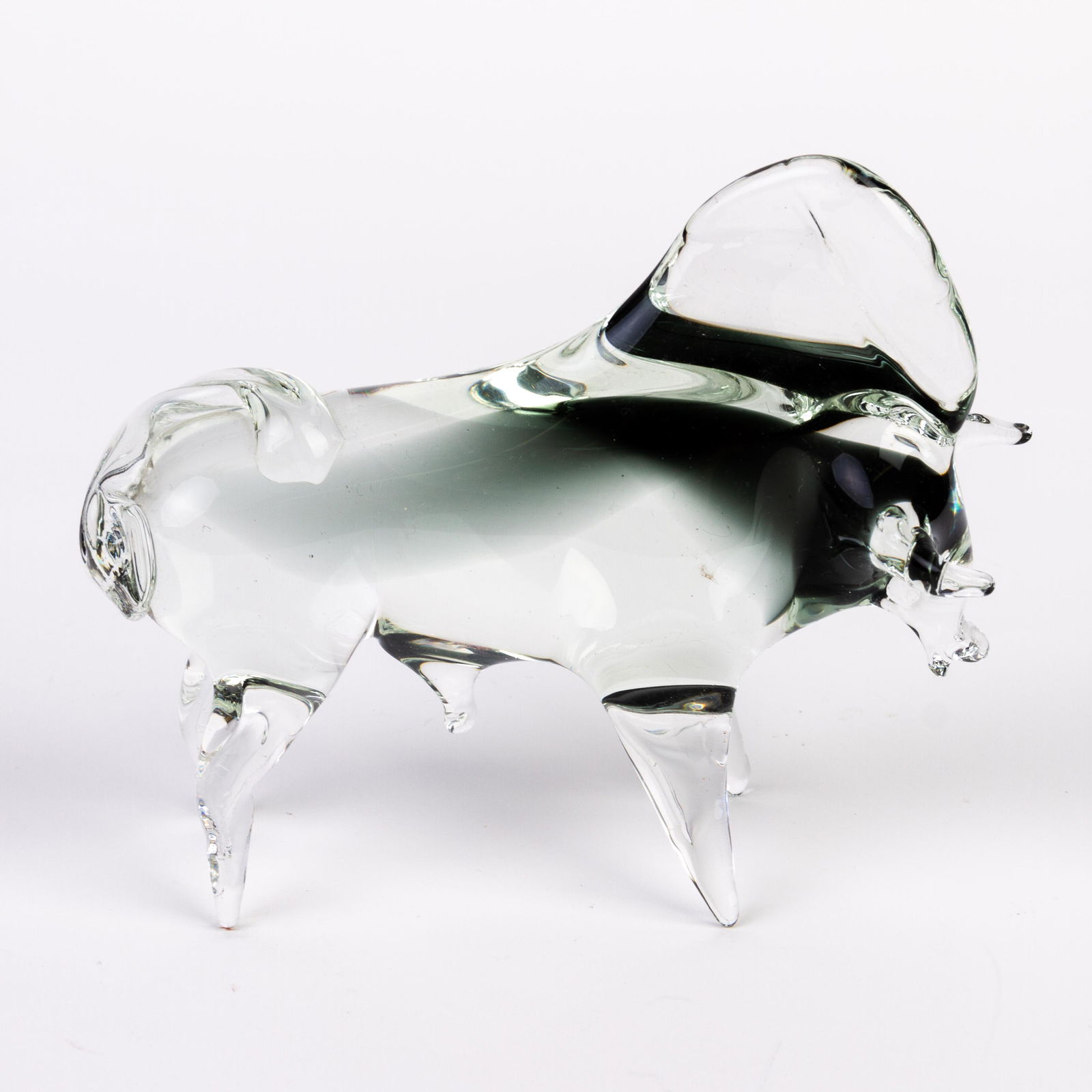 Murano Venetian Glass Bull Sculpture Inspired by Dali: DIMENSIONS APPROX 18x6x13CM. Please carefully study all photographs to get an accurate idea of the object. In good condition, as seen. Shipping is in-house and we ship internationally to US and rest o