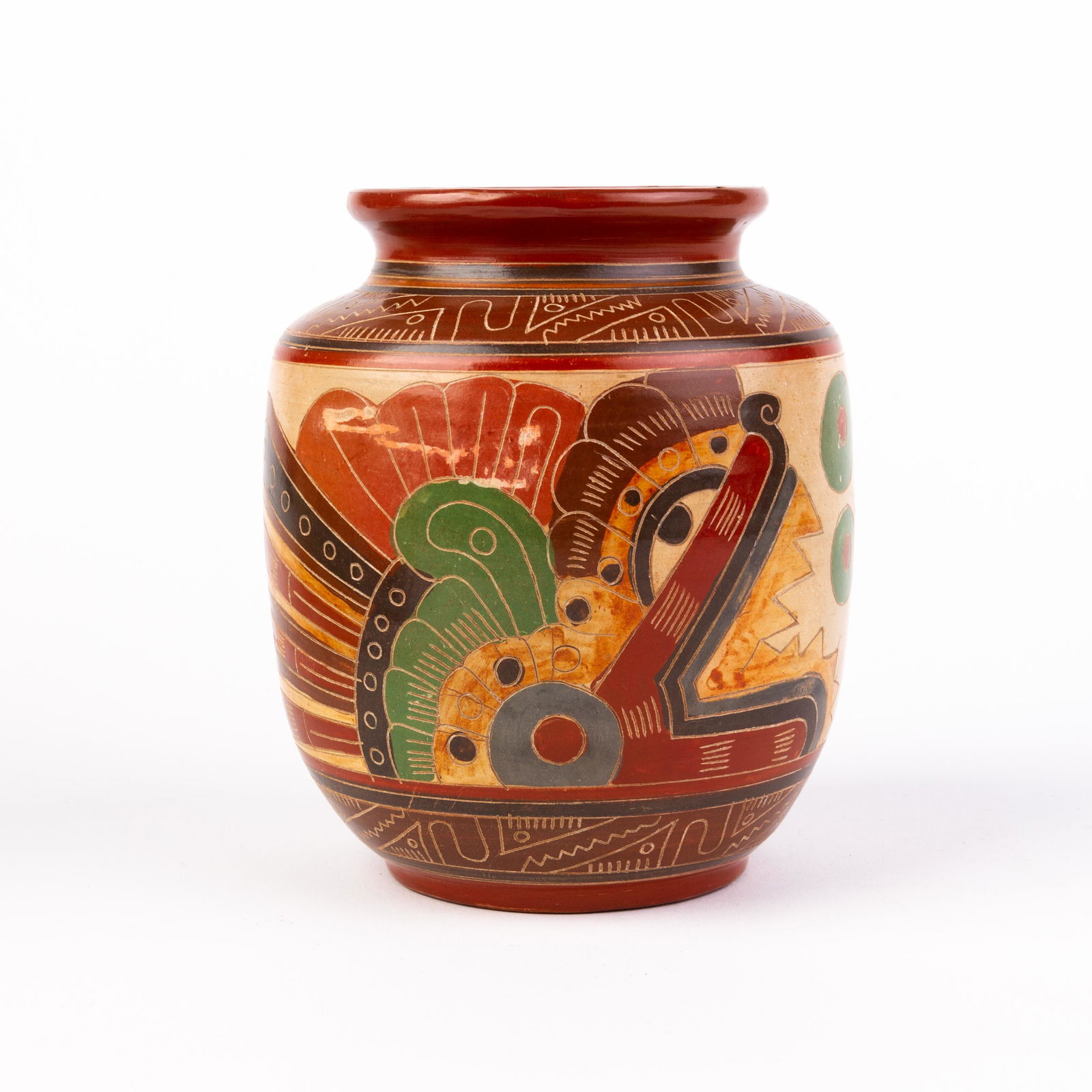 20th Century Nicaraguan Pottery Central American Incised Bowl