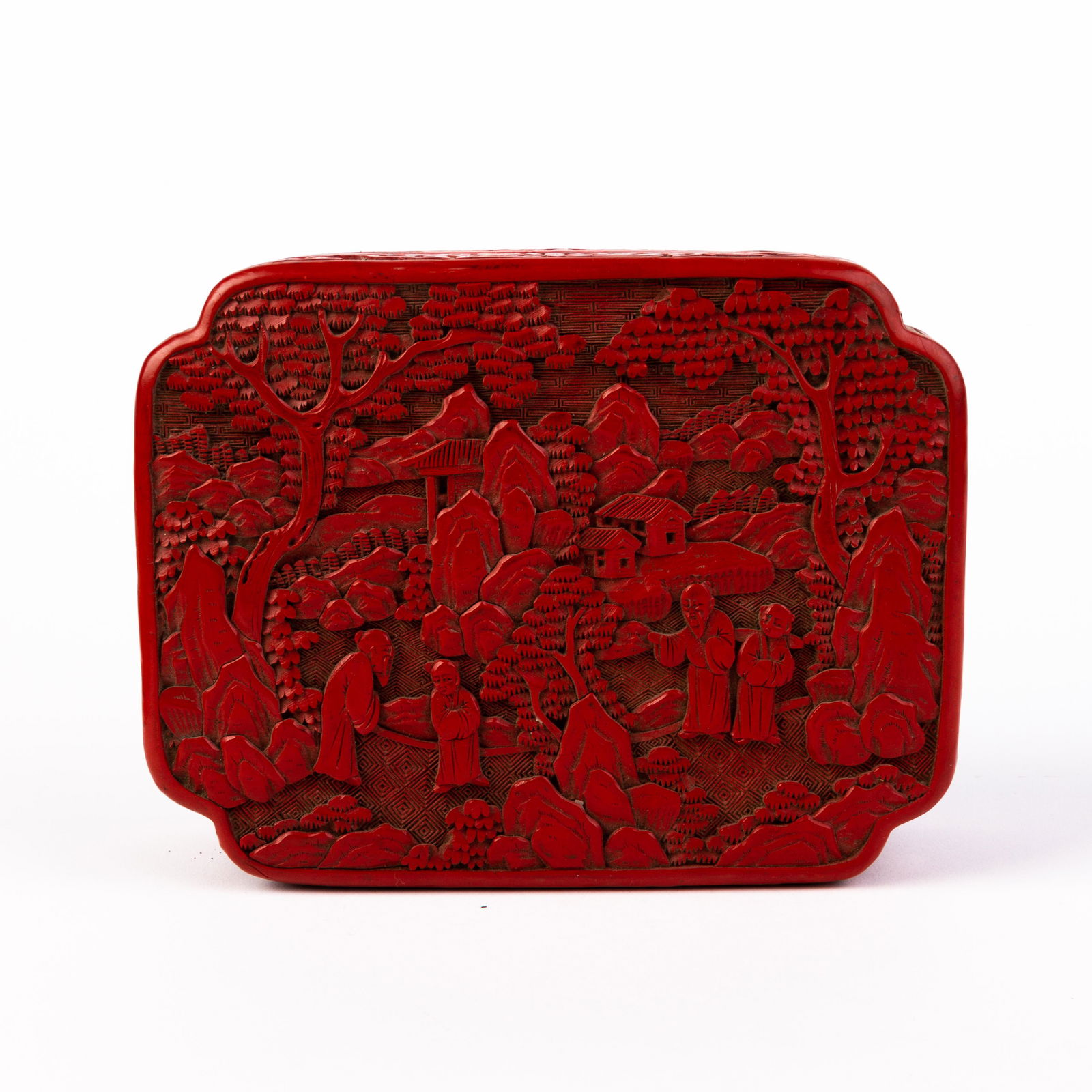 Chinese Qing Carved Cinnabar Lacquer Box & Cover (1 of 8)