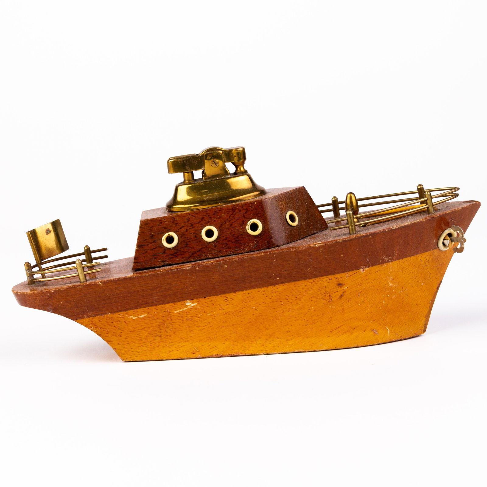 Nautical Novelty Wood & Brass Boat Table Lighter (1 of 6)