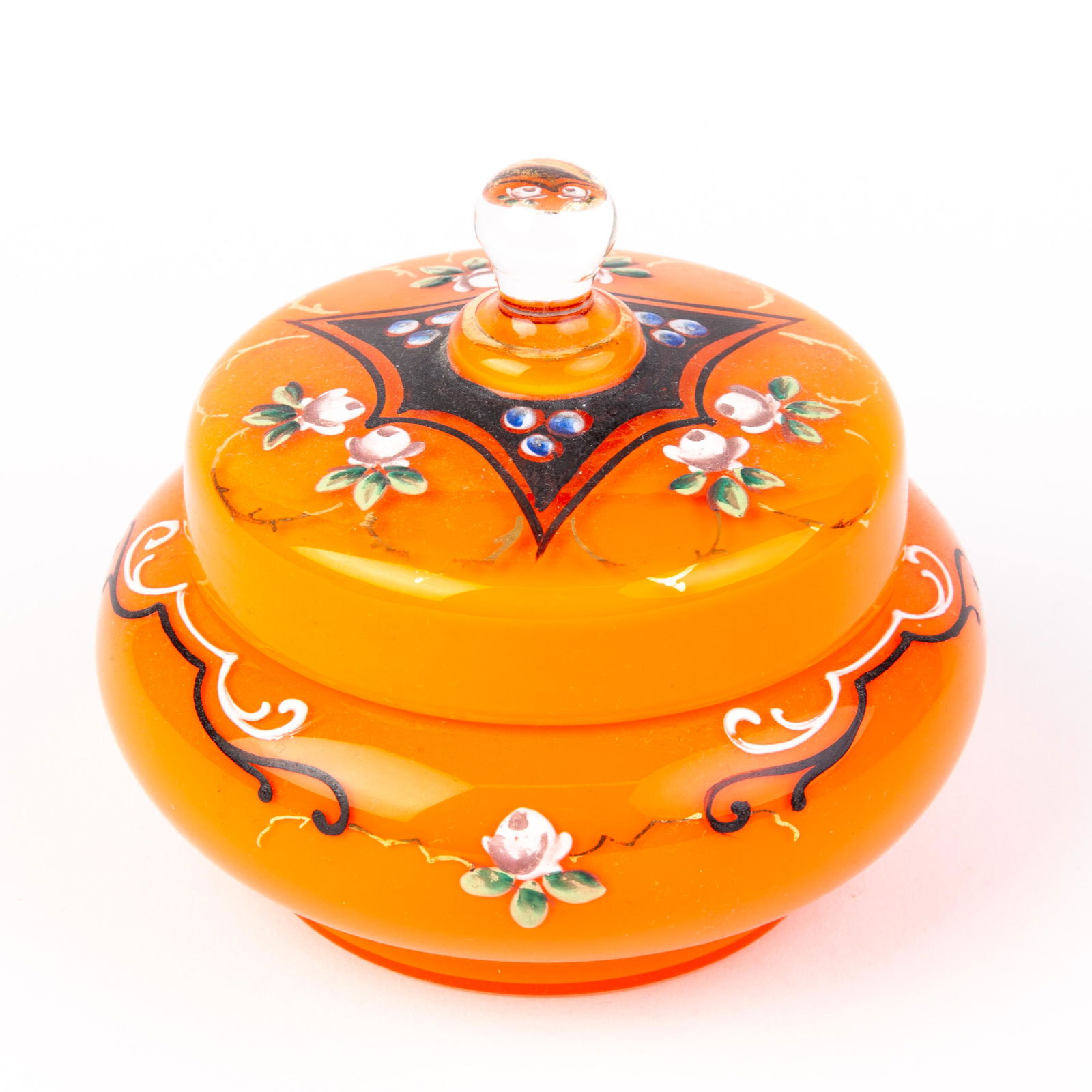 Loetz Tango Enamel Glass Lidded Art Deco Bomboniere (1 of 6)