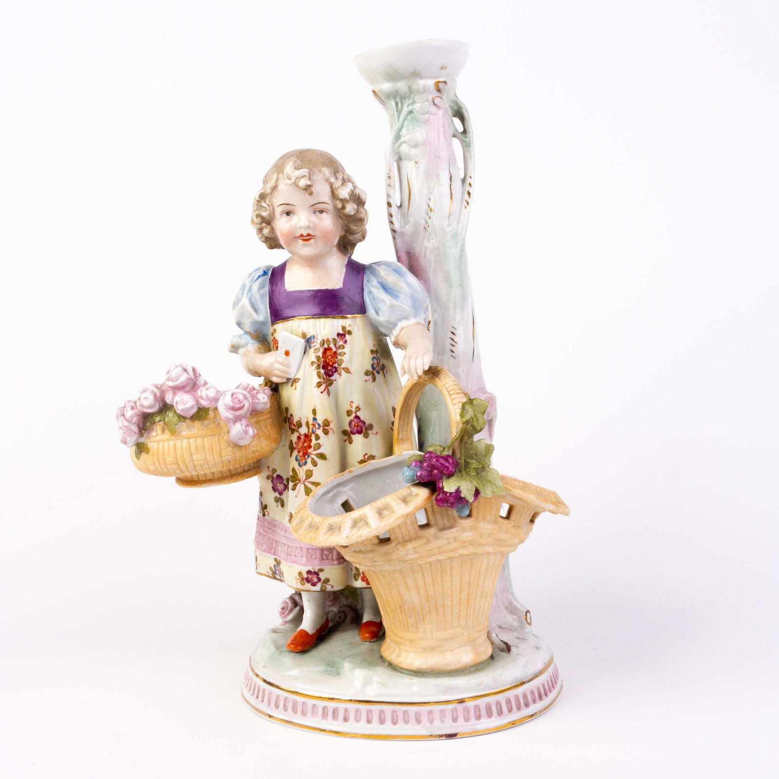 Capodimonte Italian Porcelain Flower Basket Girl Spill Vase (1 of 6)