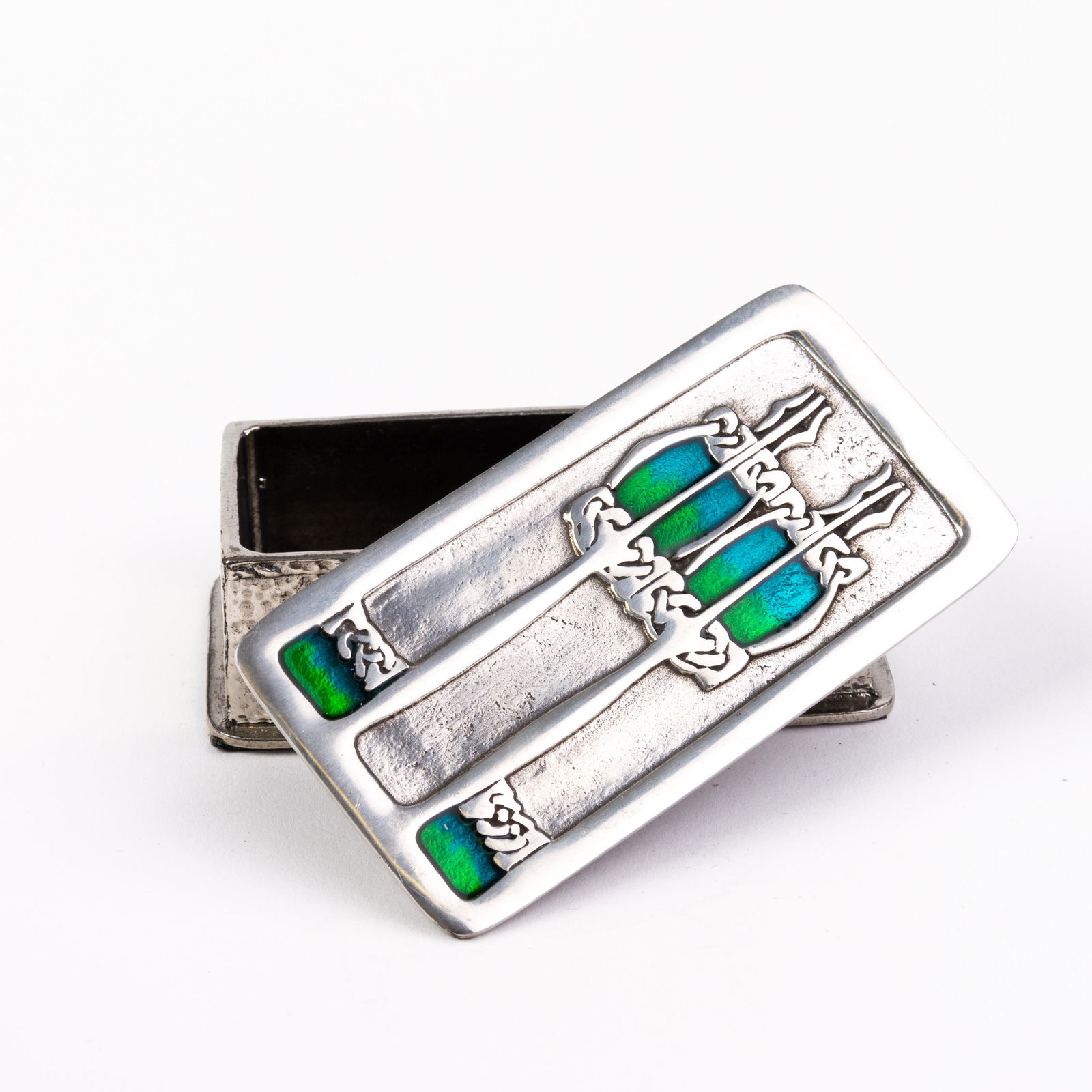 After Archibald Knox Pewter Enamel Lidded Box (1 of 7)