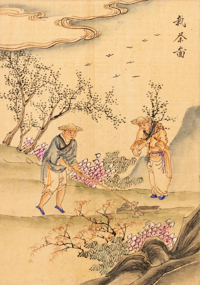 Chinese Silk Woodblock Painting with Calligraphy (1 of 5)