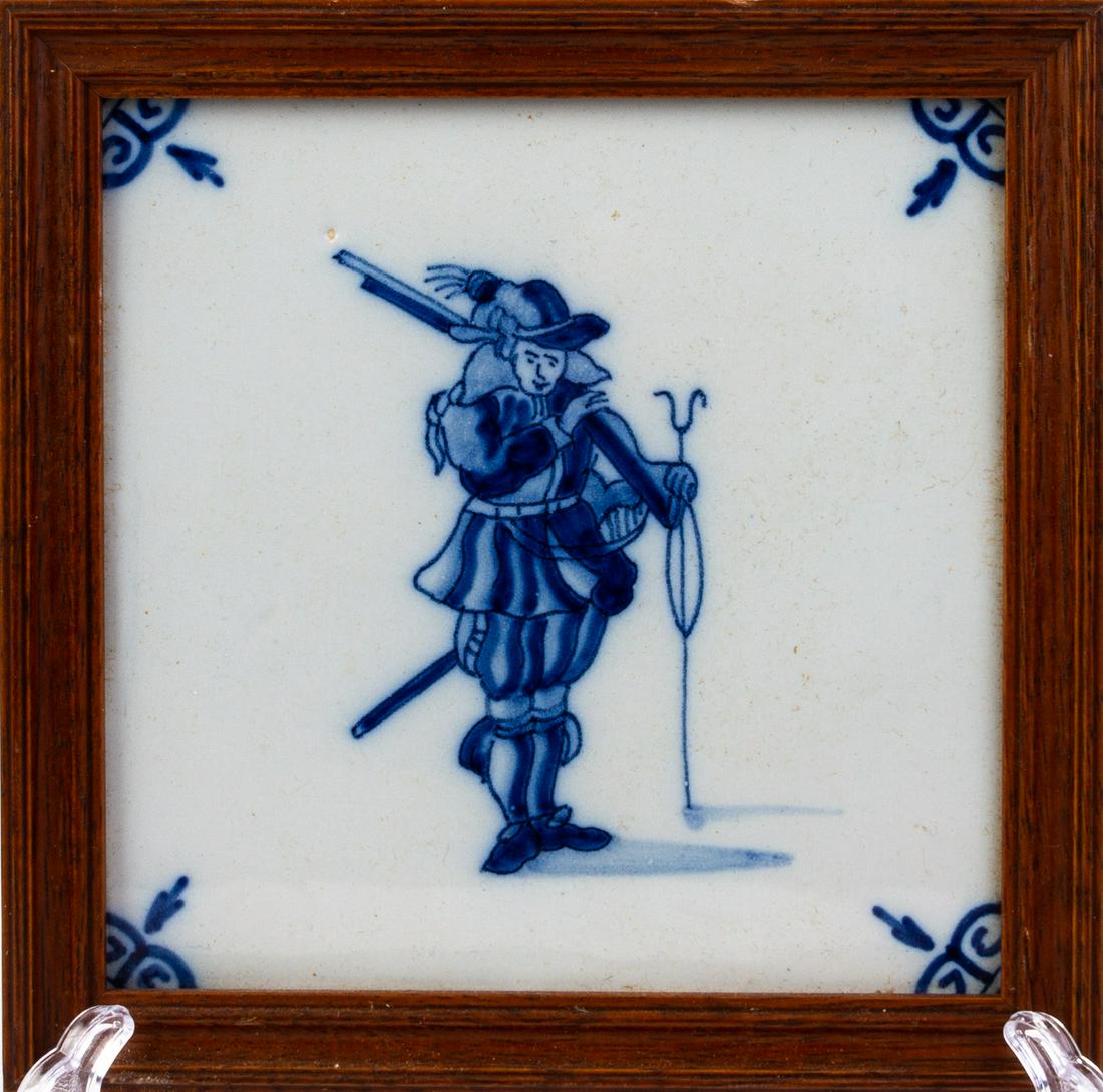 17th Century Blue & White Dutch Delft Cavalier Tile (1 of 6)