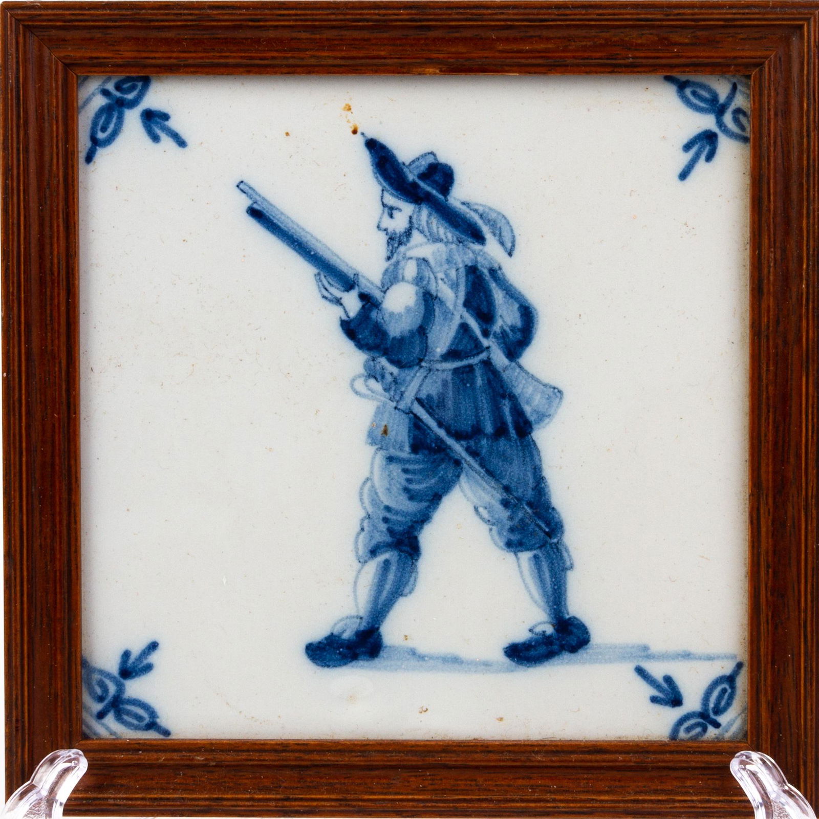 17th Century Blue & White Dutch Delft Cavalier Tile (1 of 6)