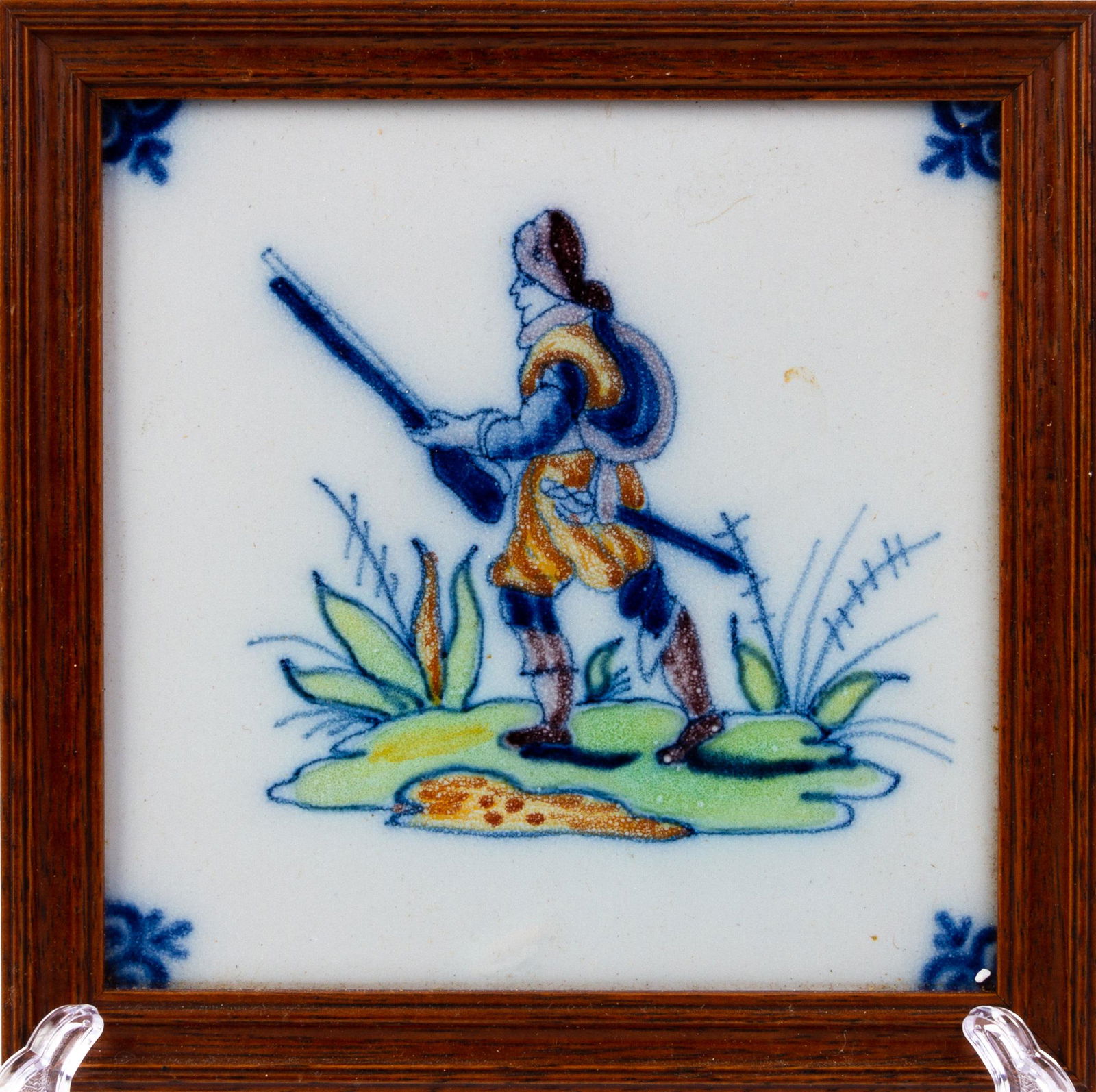 17th Century Polychrome Dutch Delft Cavalier Tile (1 of 6)