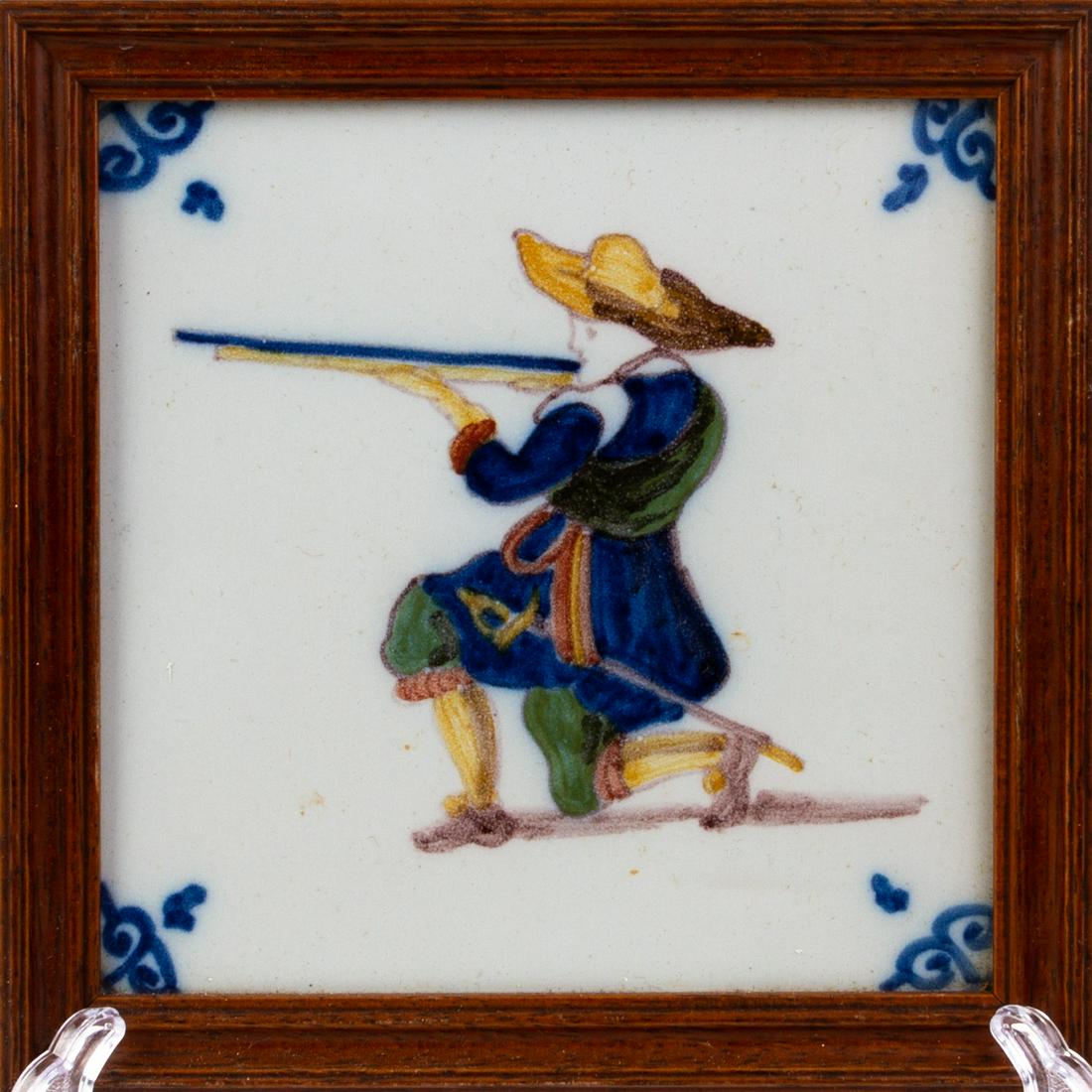 17th Century Polychrome Dutch Delft Cavalier Tile (1 of 6)