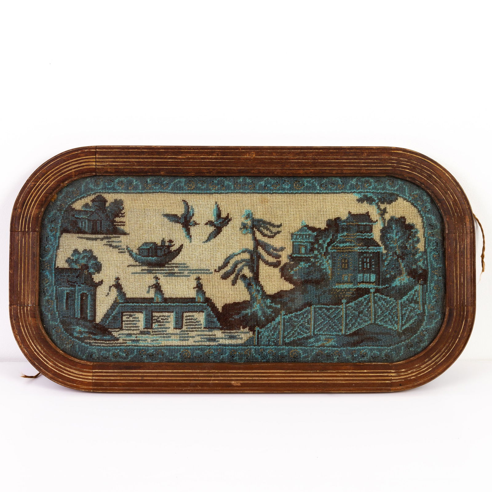 Early 19th Century Blue Willow Framed Beadwork (1 of 6)