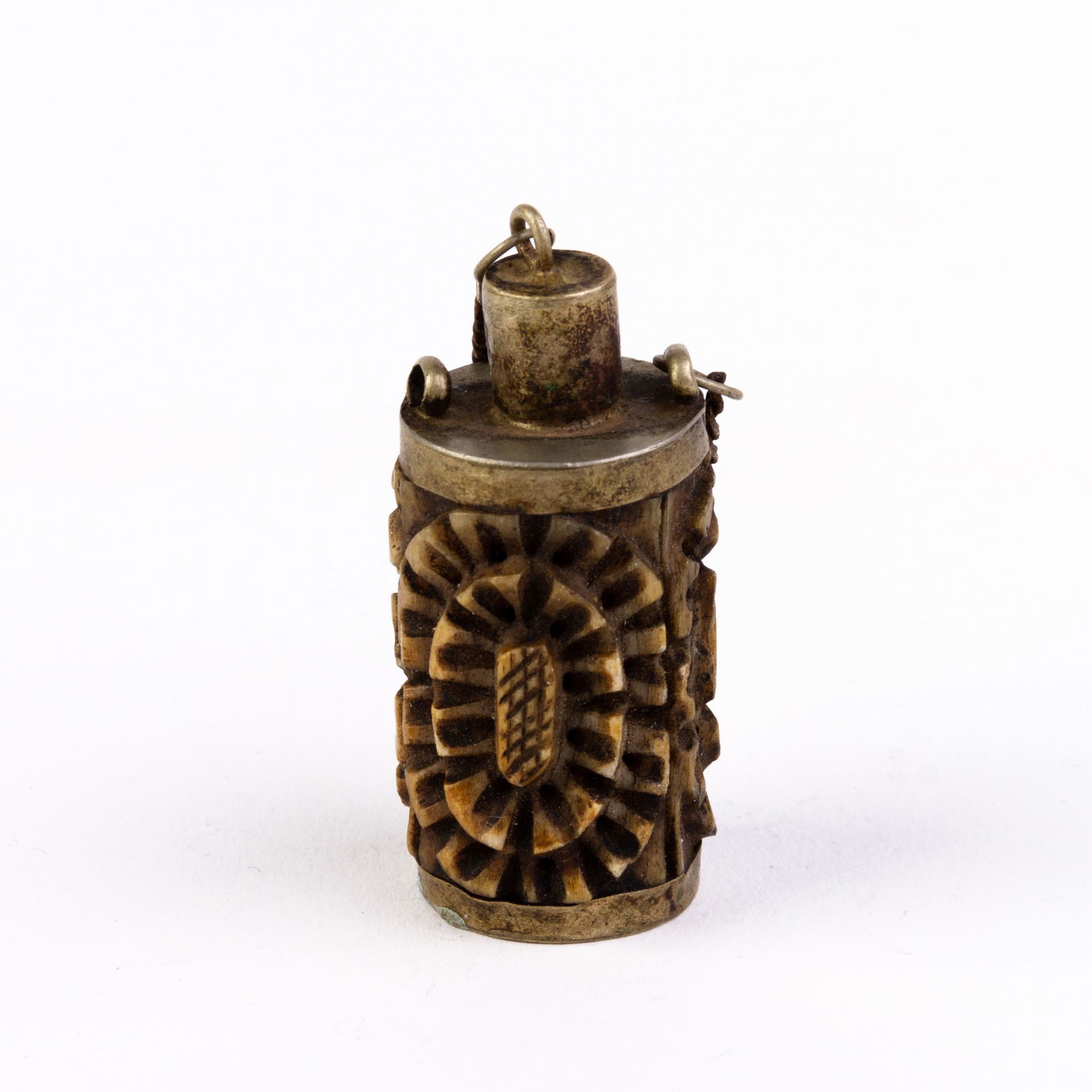 Chinese Tibetan White Metal Snuff Bottle 19th Century (1 of 6)