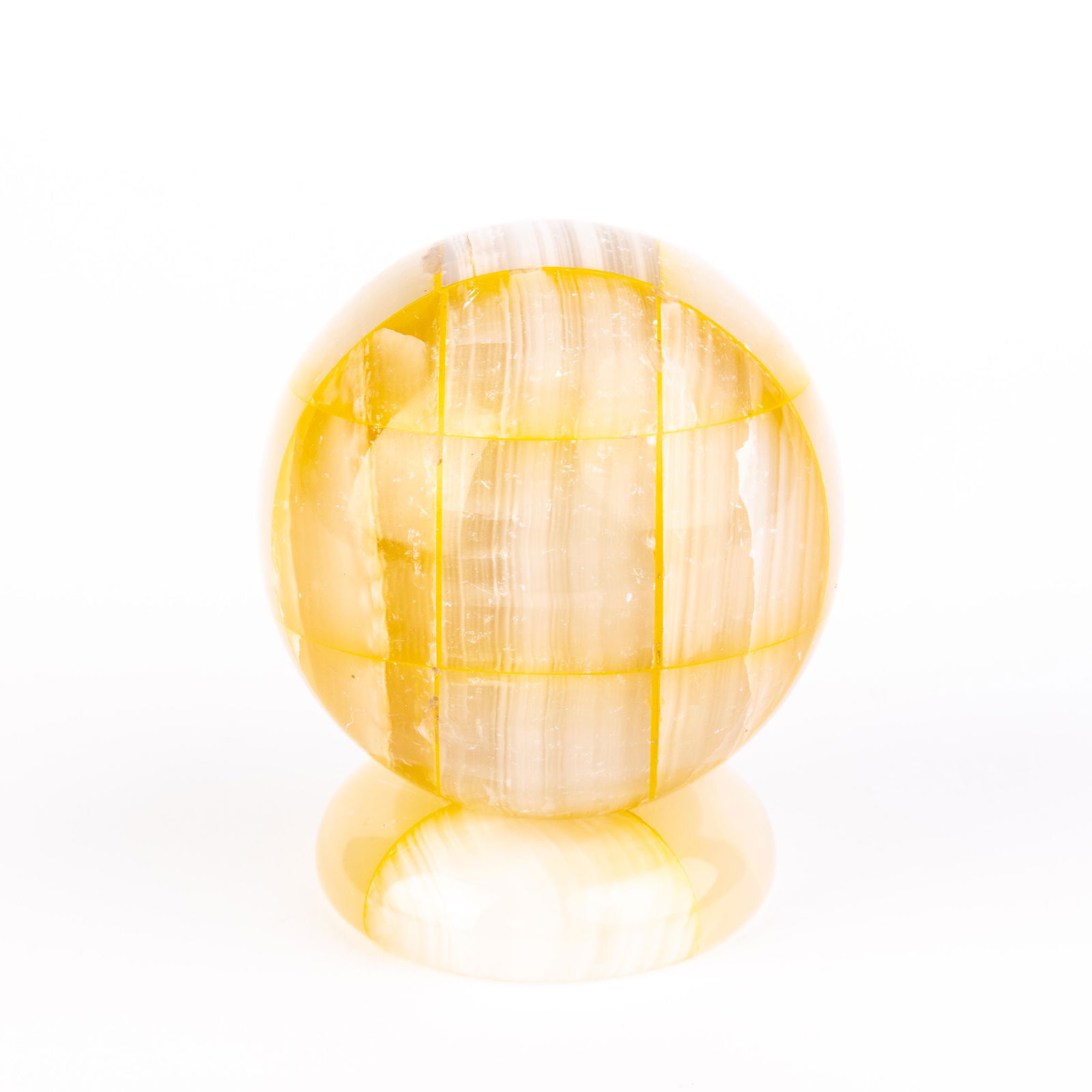 Yellow Agate Gemstone Geode Desk Paperweight Sphere (1 of 6)