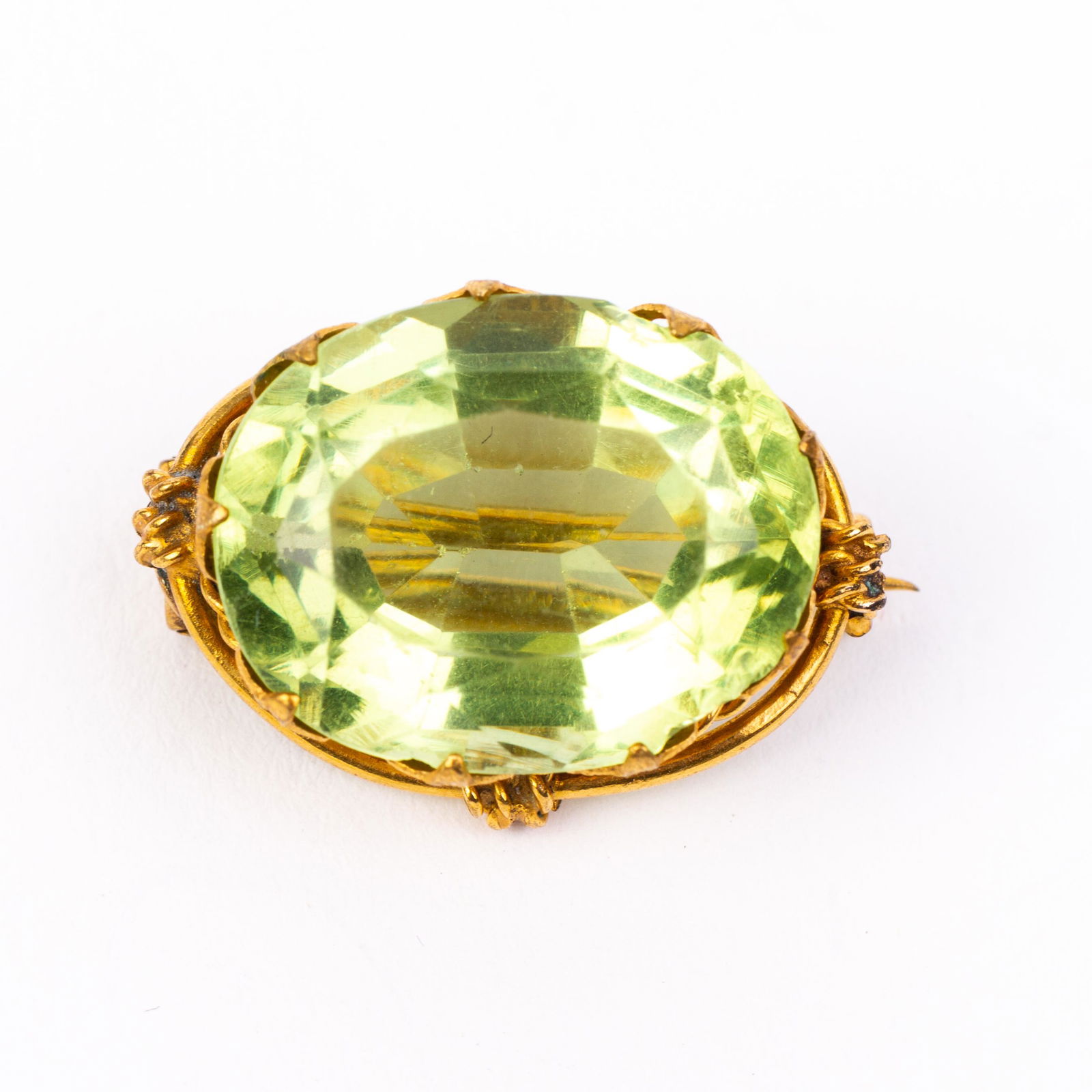 Victorian Yellow Metal Peridot Brooch (1 of 5)