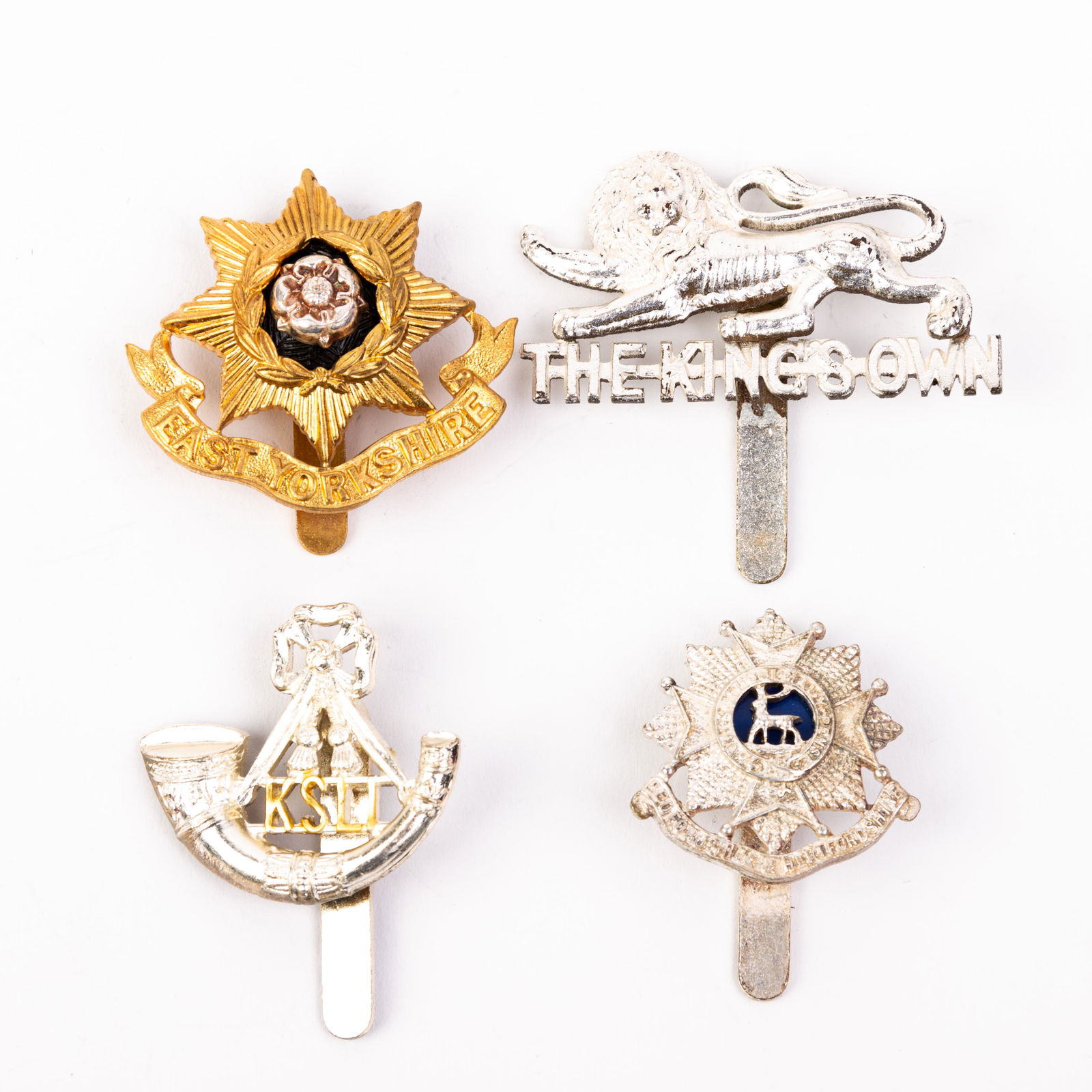 WWII British Infantry Regiment Cap Badges (x4) (1 of 6)