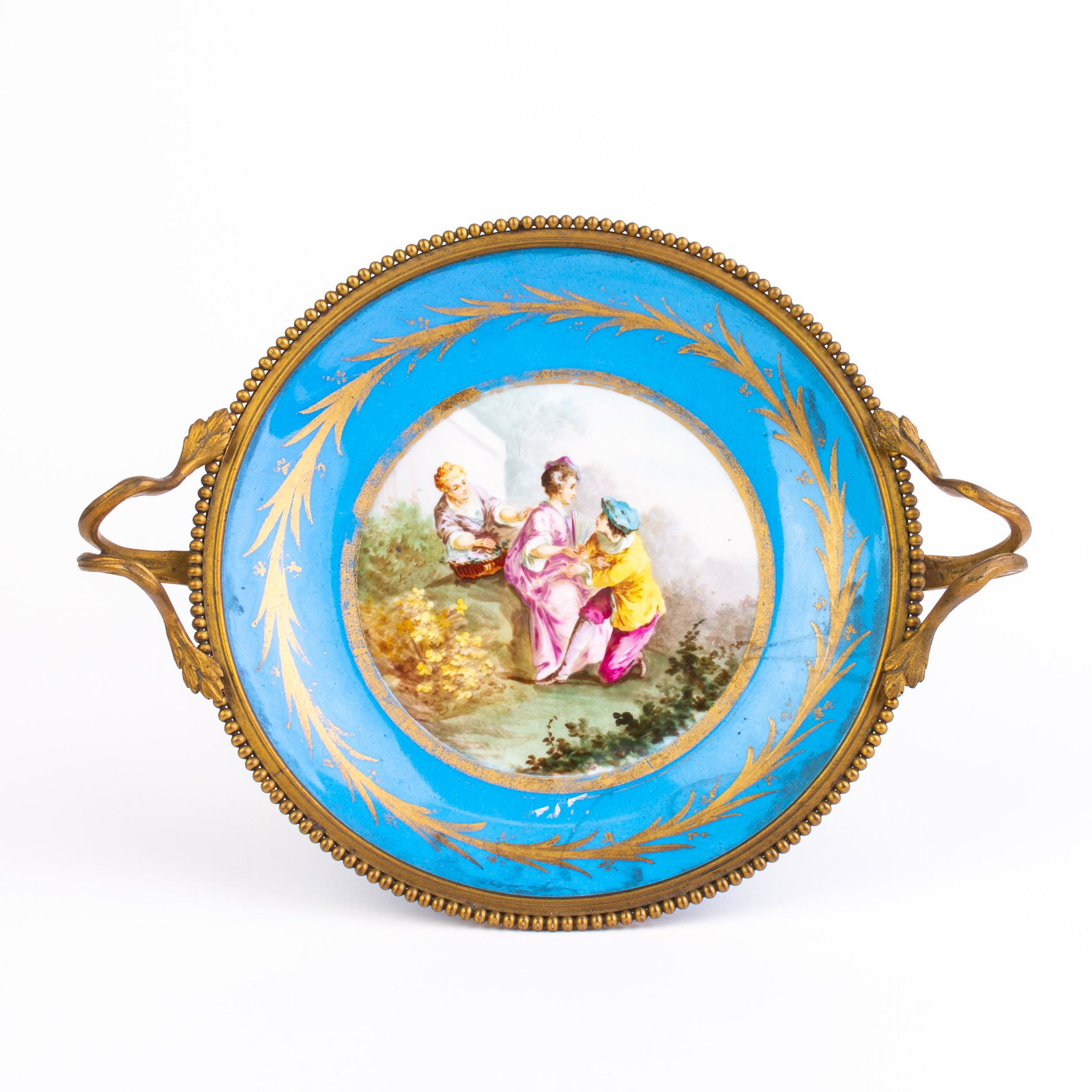 Sevres Porcelain Gilded Ormolu Comport 19th Century: DIMENSIONS APPROX 18x31x24CM. Please carefully study all photographs to get an accurate idea of the object. In good condition, as seen. Shipping is in-house and we ship internationally to US and rest
