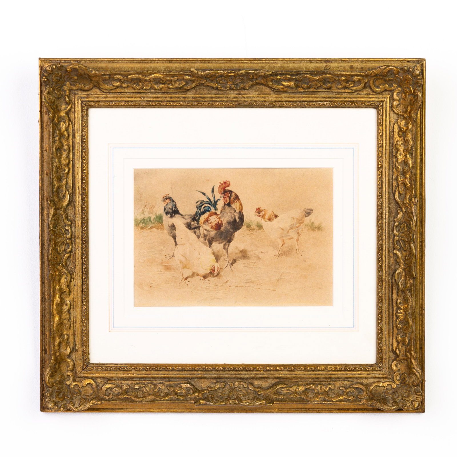 William Baptiste Baird (American 1847-1917) Signed Watercolour: DIMENSIONS APPROX 39x36x5CM. Please carefully study all photographs to get an accurate idea of the object. In good condition, as seen. Shipping is in-house and we ship internationally to US and rest o