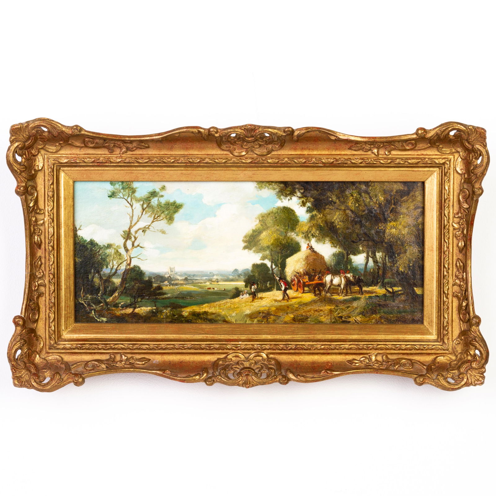 Horse-drawn Hay Cart Landscape Oil Painting 19th Century (1 of 5)