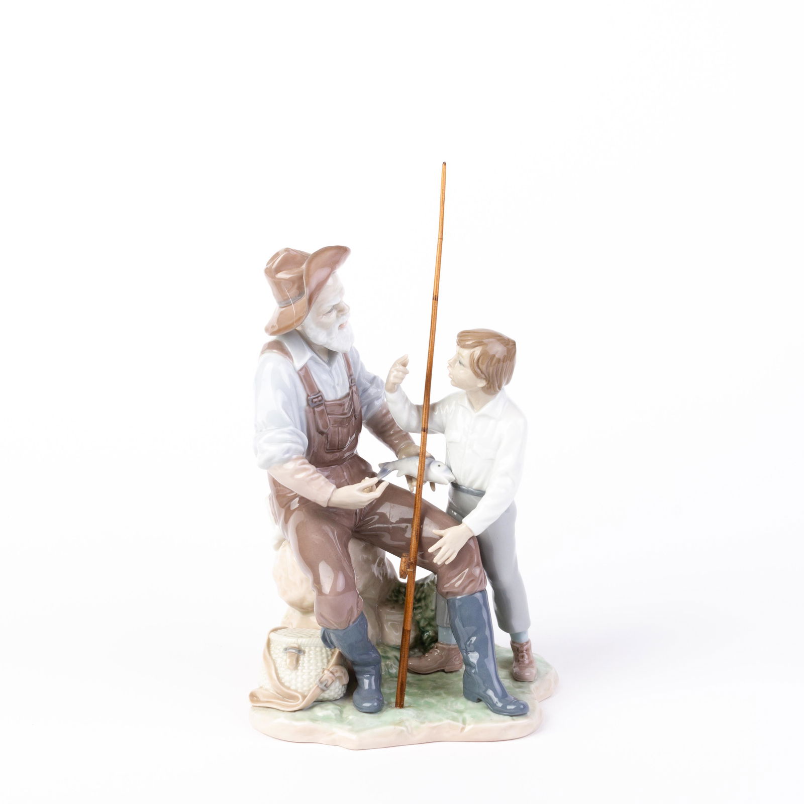 Lladro Fine Porcelain "Fishing Lesson" 6468 Figure (1 of 6)