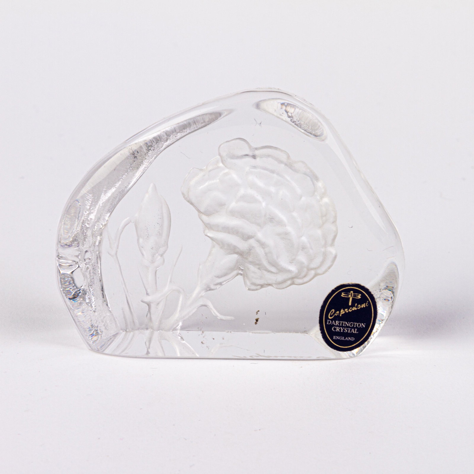 Signed Intaglio Crystal Glass Sculpture Flower: DIMENSIONS APPROX 7x6x2CM. Please carefully study all photographs to get an accurate idea of the object. In good condition, as seen. Shipping is in-house and we ship internationally to US and rest of 