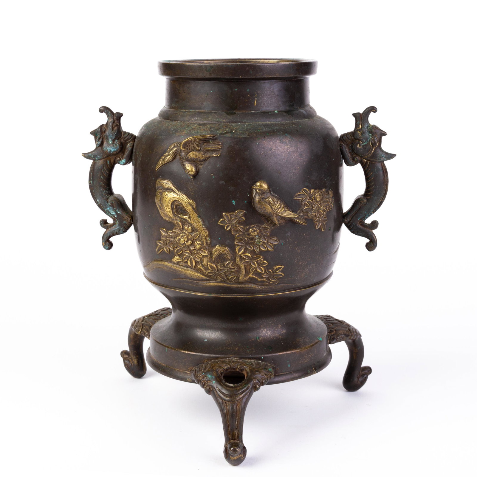 Japanese Gilded Bronze Censer Meiji Vase: DIMENSIONS APPROX 23x16x16CM. Please carefully study all photographs to get an accurate idea of the object. In good condition, as seen. Shipping is in-house and we ship internationally to US and rest 