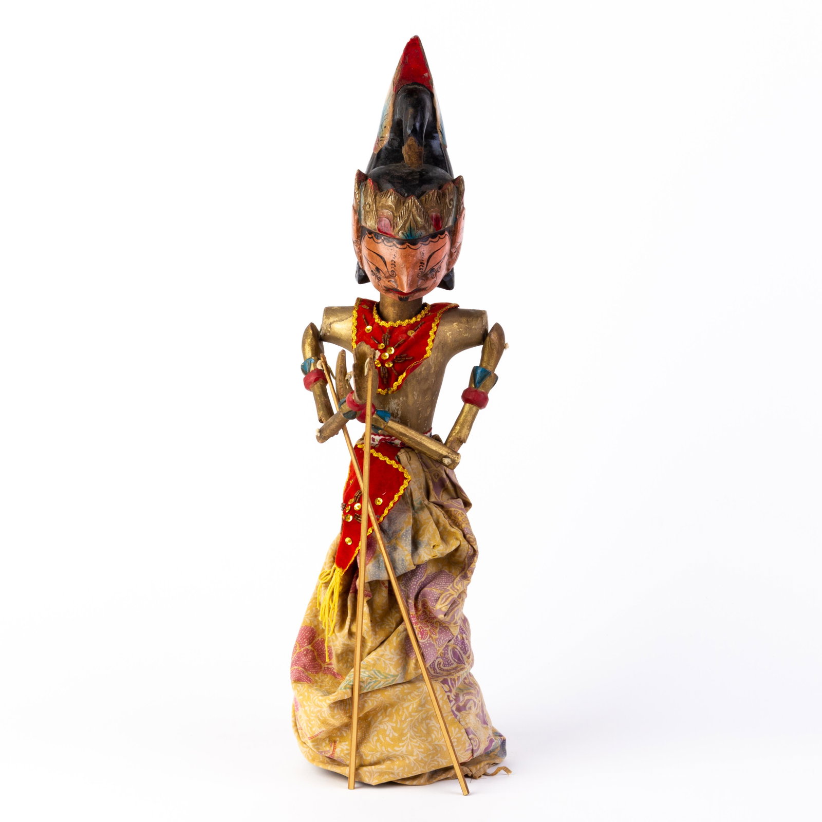 Indonesian Carved Wood Wayang Marionette: DIMENSIONS APPROX 68x18x10CM. Please carefully study all photographs to get an accurate idea of the object. In good condition, as seen. Shipping is in-house and we ship internationally to US and rest 