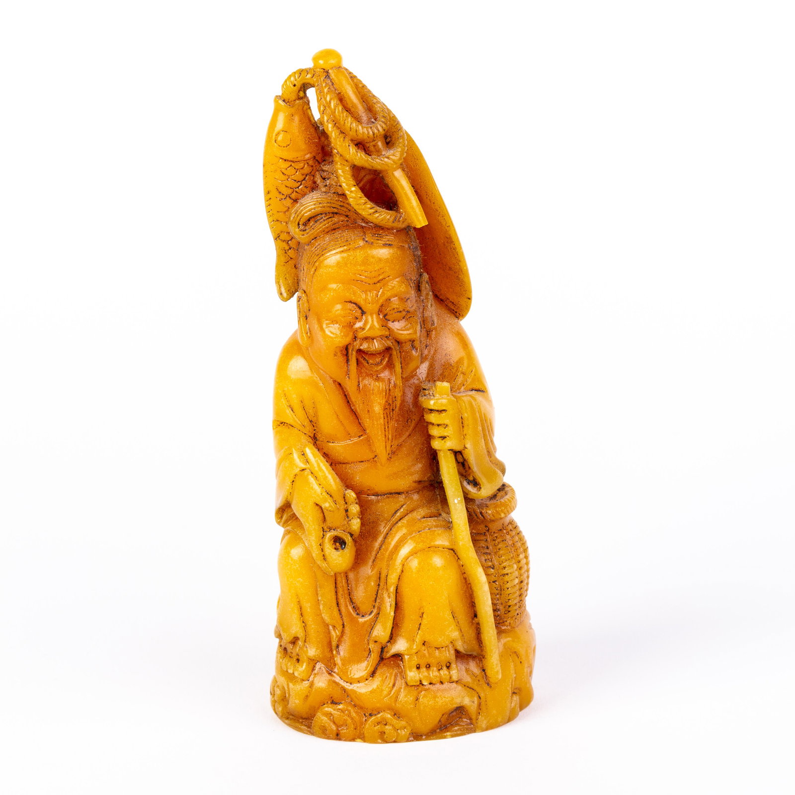 Chinese Carved Soapstone Seal Sculpture: DIMENSIONS APPROX 5.5x4.5x14CM. Please carefully study all photographs to get an accurate idea of the object. In good condition, as seen. Shipping is in-house and we ship internationally to US and res
