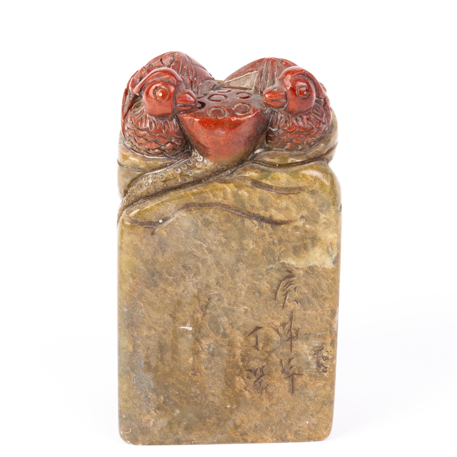Chinese Carved Soapstone Seal Sculpture: DIMENSIONS APPROX 11x6.5x5.5CM. Please carefully study all photographs to get an accurate idea of the object. In good condition, as seen. Shipping is in-house and we ship internationally to US and res