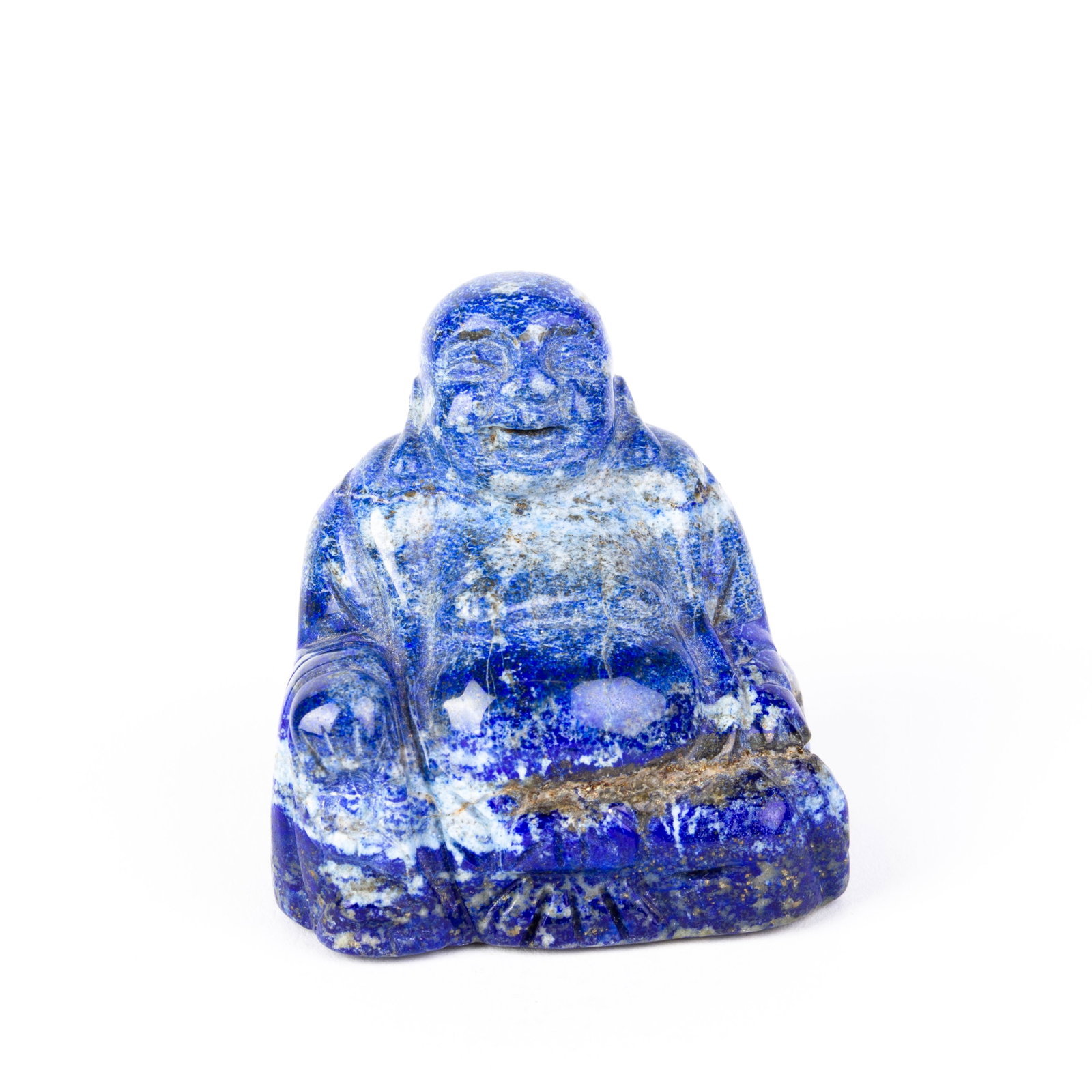 Chinese Carved Lapis Lazuli Buddha Sculpture: DIMENSIONS APPROX 6x6x4.5CM. Please carefully study all photographs to get an accurate idea of the object. In good condition, as seen. Shipping is in-house and we ship internationally to US and rest o