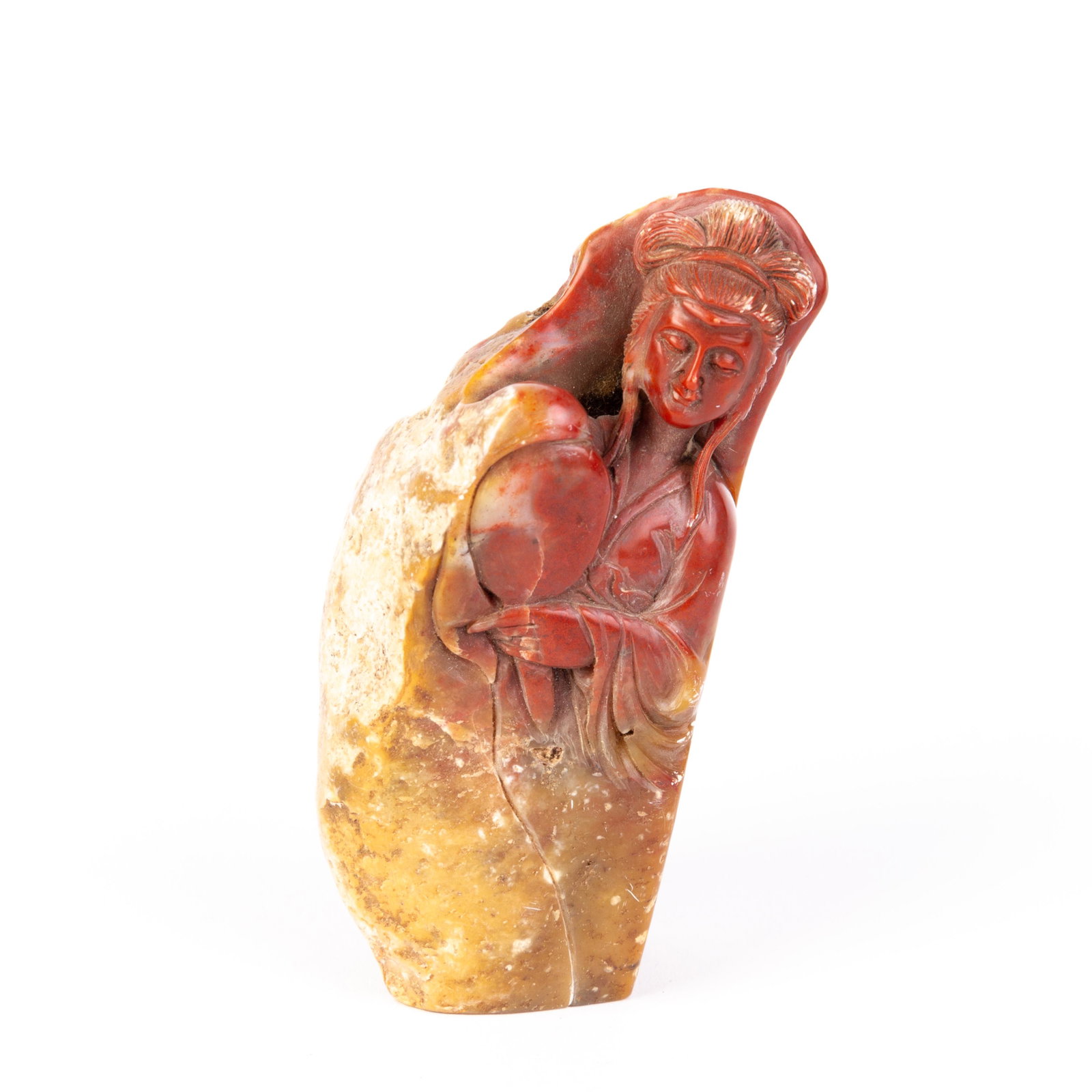 Chinese Carved Soapstone Seal Sculpture: DIMENSIONS APPROX 10.5x4x5CM. Please carefully study all photographs to get an accurate idea of the object. In good condition, as seen. Shipping is in-house and we ship internationally to US and rest 