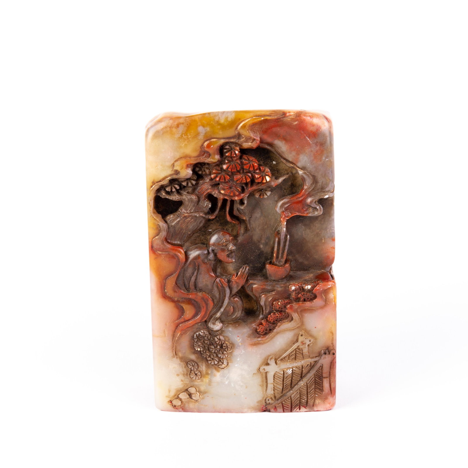 Chinese Carved Soapstone Seal Sculpture: DIMENSIONS APPROX 11.5x7x4CM. Please carefully study all photographs to get an accurate idea of the object. In good condition, as seen. Shipping is in-house and we ship internationally to US and rest 