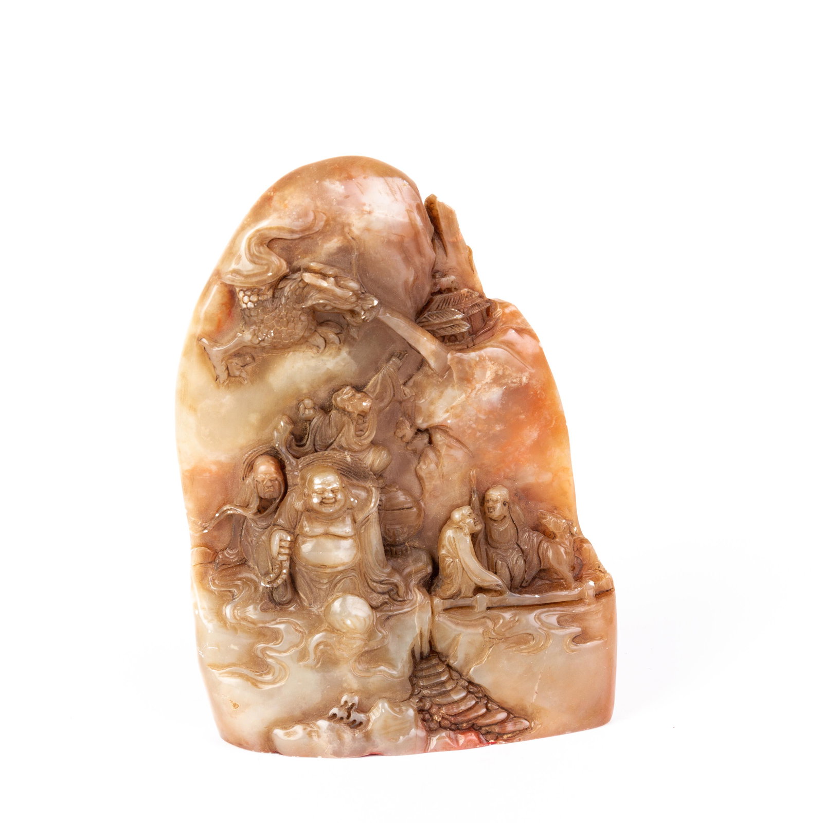 Chinese Carved Soapstone Seal Sculpture: DIMENSIONS APPROX 16x10x3.5CM. Please carefully study all photographs to get an accurate idea of the object. In good condition, as seen. Shipping is in-house and we ship internationally to US and rest