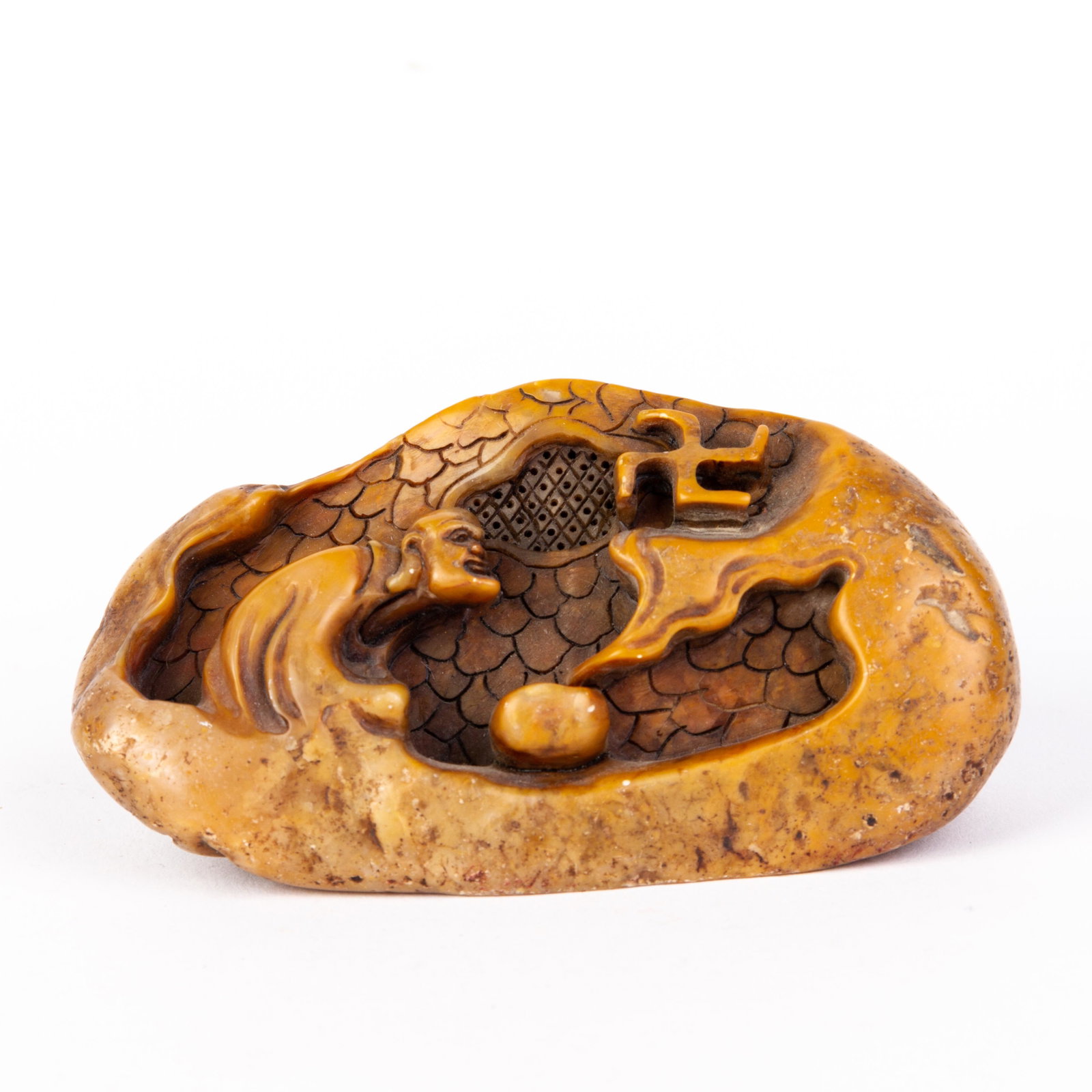 Chinese Carved Soapstone Seal Sculpture: DIMENSIONS APPROX 9x4x4CM. Please carefully study all photographs to get an accurate idea of the object. In good condition, as seen. Shipping is in-house and we ship internationally to US and rest of 