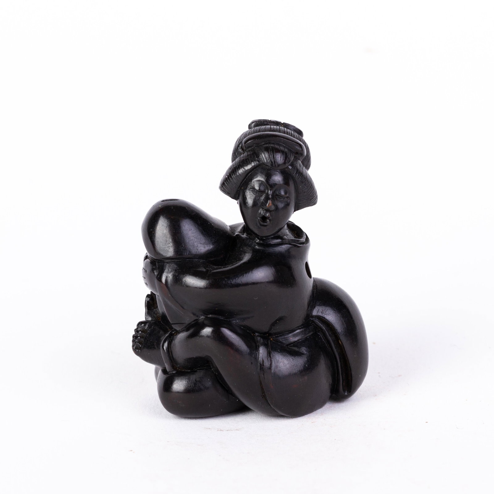 Signed Erotic Japanese Carved Wood Netsuke Inro: DIMENSIONS APPROX 5.5x4x3CM. Please carefully study all photographs to get an accurate idea of the object. In good condition, as seen. Shipping is in-house and we ship internationally to US and rest o