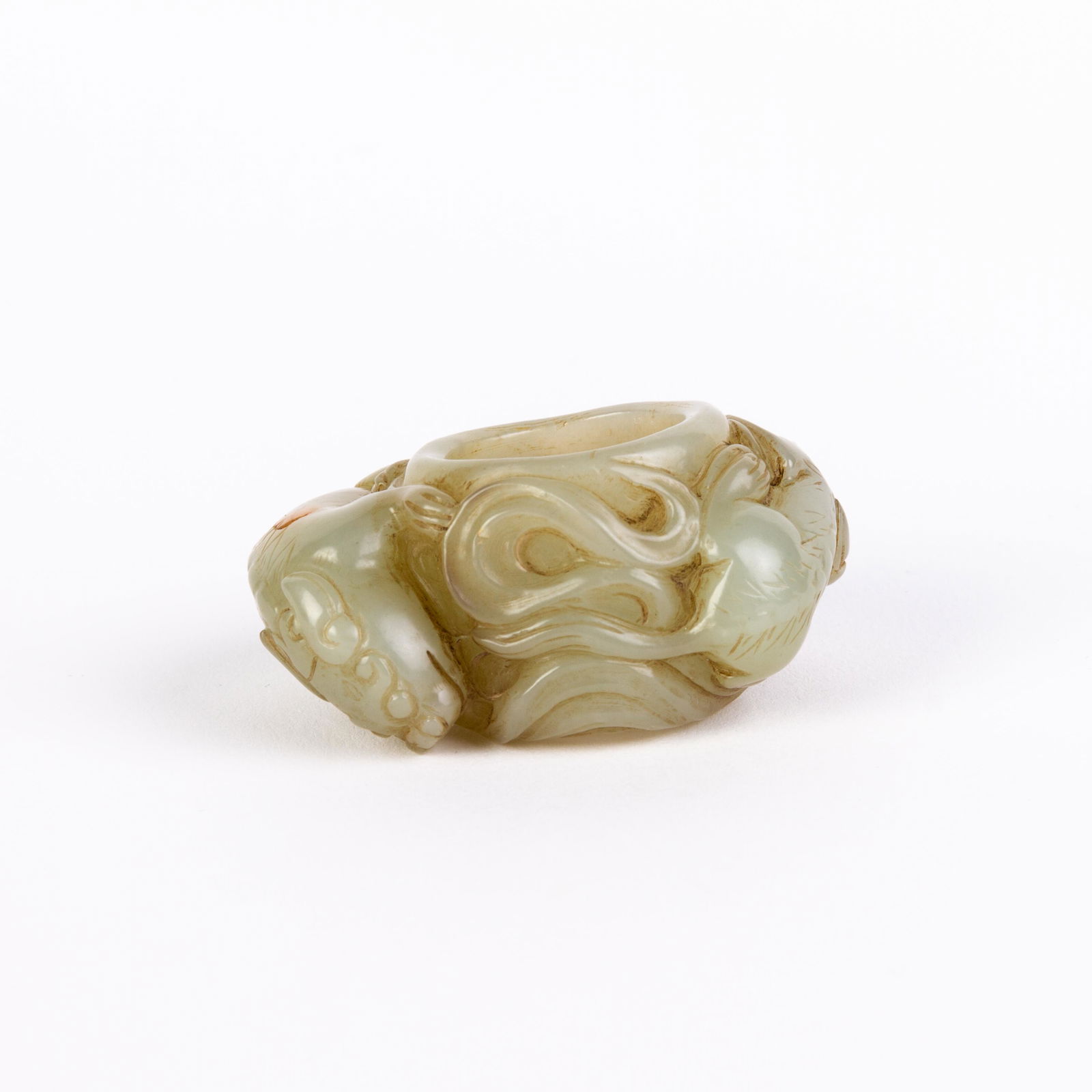 Chinese Celadon Jade Carving of Foo Dogs Ring: Please carefully study all photographs to get an accurate idea of the object. In good condition, as seen. Shipping is in-house and we ship internationally to US and rest of the world. You may follow o