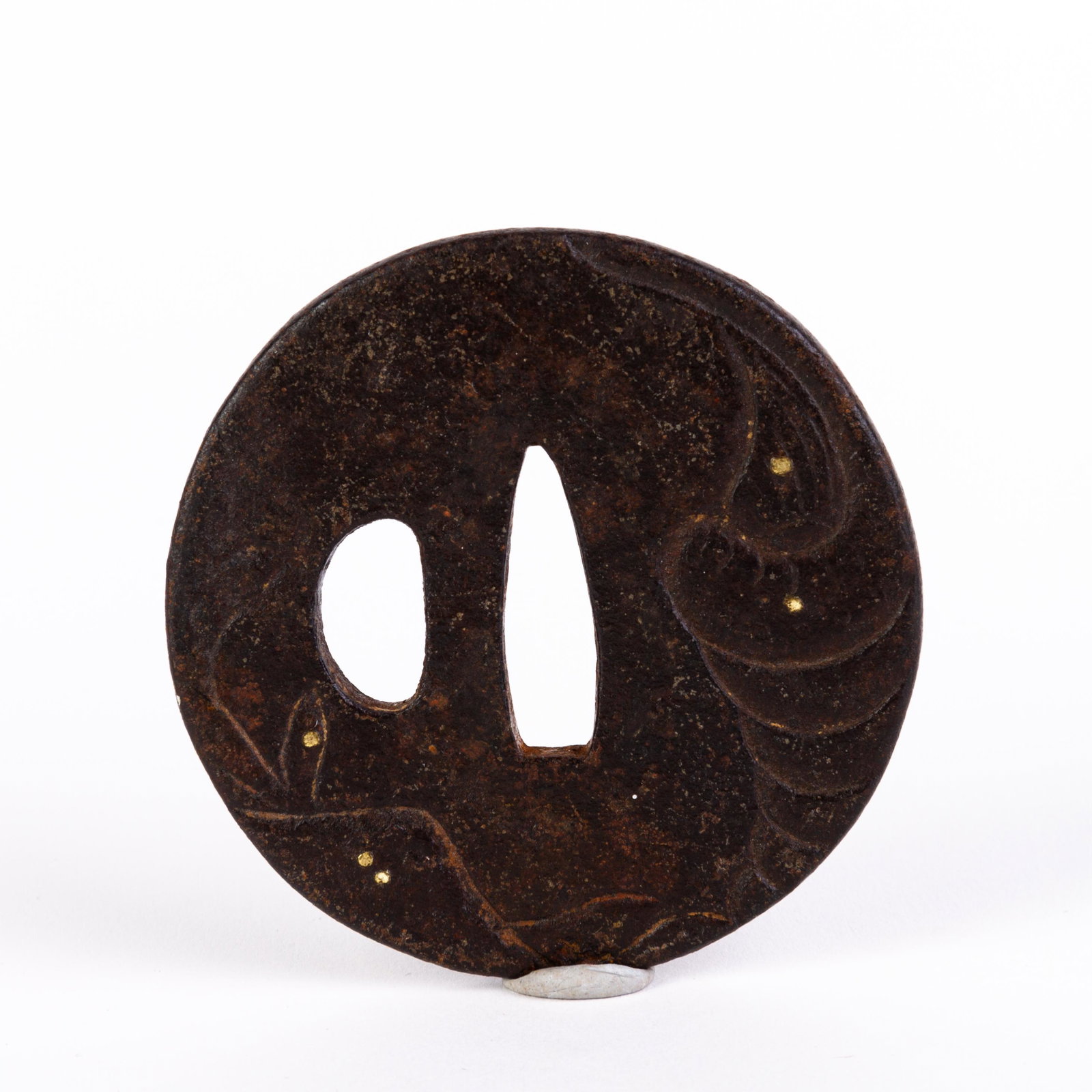 Japanese Edo Bronze Samurai Tsuba Sword Guard: Please carefully study all photographs to get an accurate idea of the object. In good condition, as seen. Shipping is in-house and we ship internationally to US and rest of the world. You may follow o