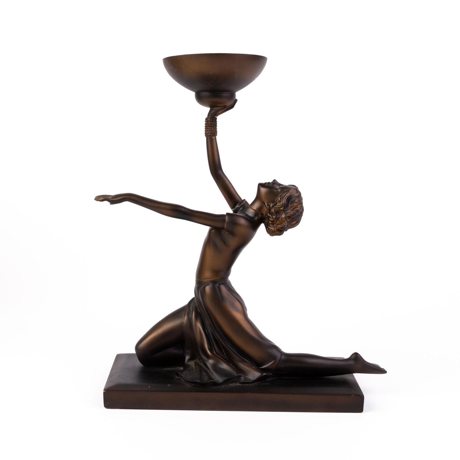 Art Deco Bronze Effect Candle Holder Sculpture (1 of 5)