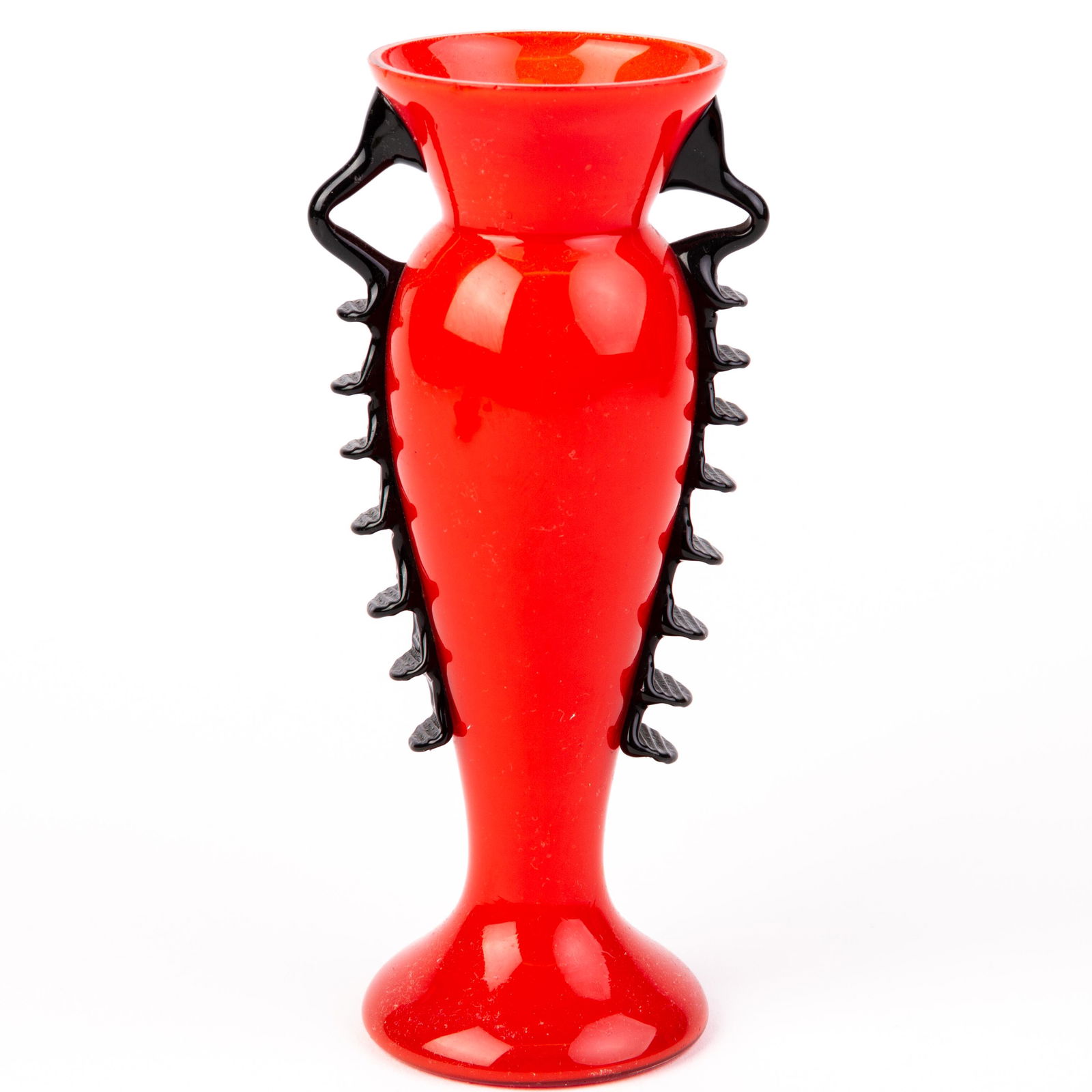 Loetz Red Opaline Glass Art Deco Vase: DIMENSIONS APPROX 6x6x16CM. Please carefully study all photographs to get an accurate idea of the object. In good condition, as seen. Shipping is in-house and we ship internationally to US and rest of