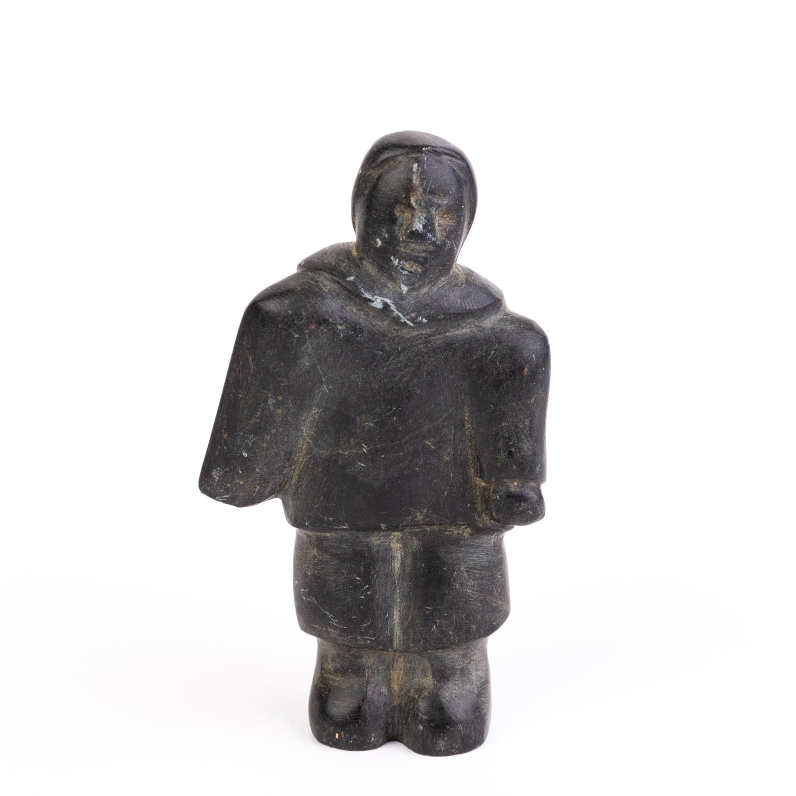 Canadian Inuit Man Stone Sculpture: DIMENSIONS APPROX 6x3x10CM. Please carefully study all photographs to get an accurate idea of the object. In good condition, as seen. Shipping is in-house and we ship internationally to US and rest of