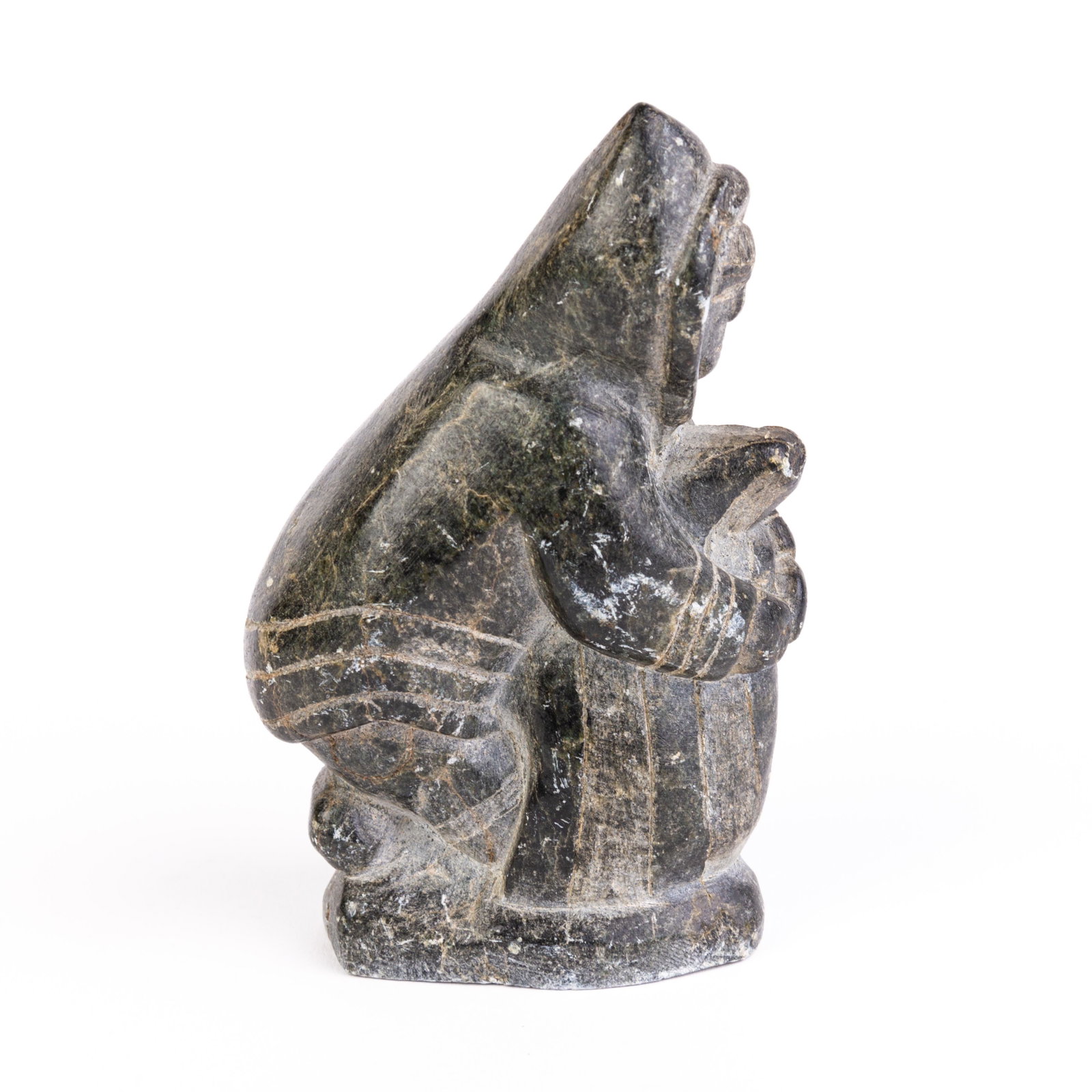 Signed Canadian Inuit Man with Seal Stone Sculpture: DIMENSIONS APPROX 8x4x11CM. Please carefully study all photographs to get an accurate idea of the object. In good condition, as seen. Shipping is in-house and we ship internationally to US and rest of