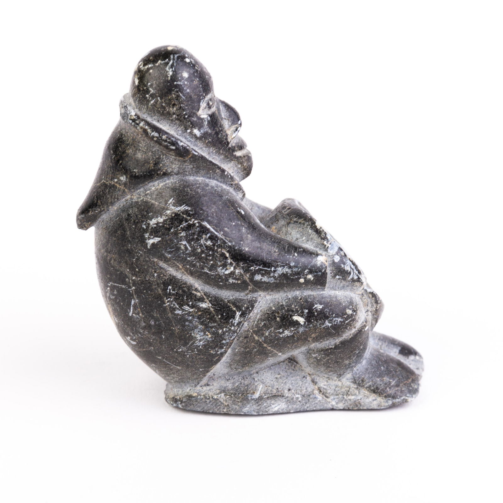 Signed Canadian Inuit Man Stone Sculpture (1 of 5)