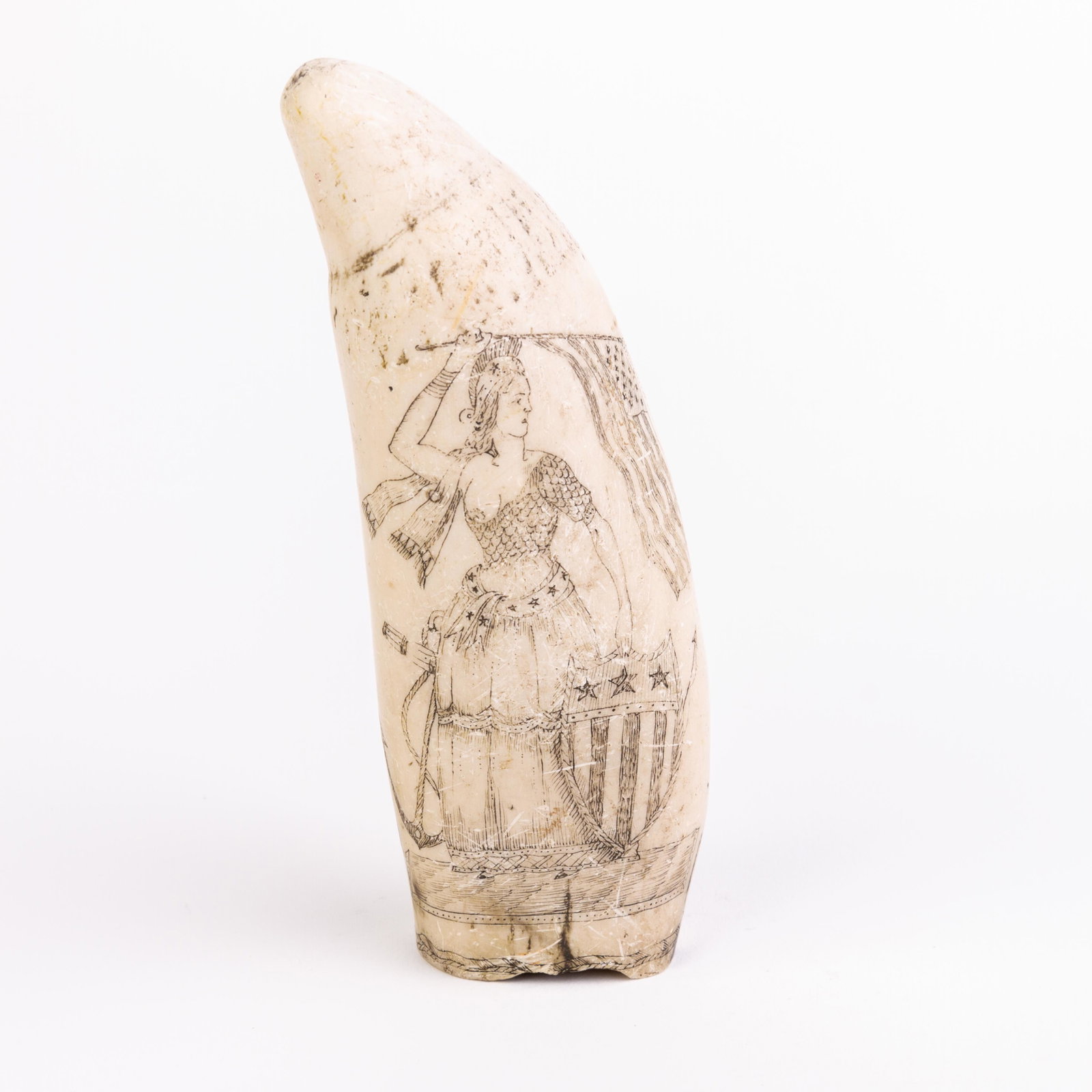 Sperm Whale Scrimshaw Nautical Faux Tooth: DIMENSIONS APPROX 6x6x16CM. Please carefully study all photographs to get an accurate idea of the object. In good condition, as seen. Shipping is in-house and we ship internationally to US and rest of